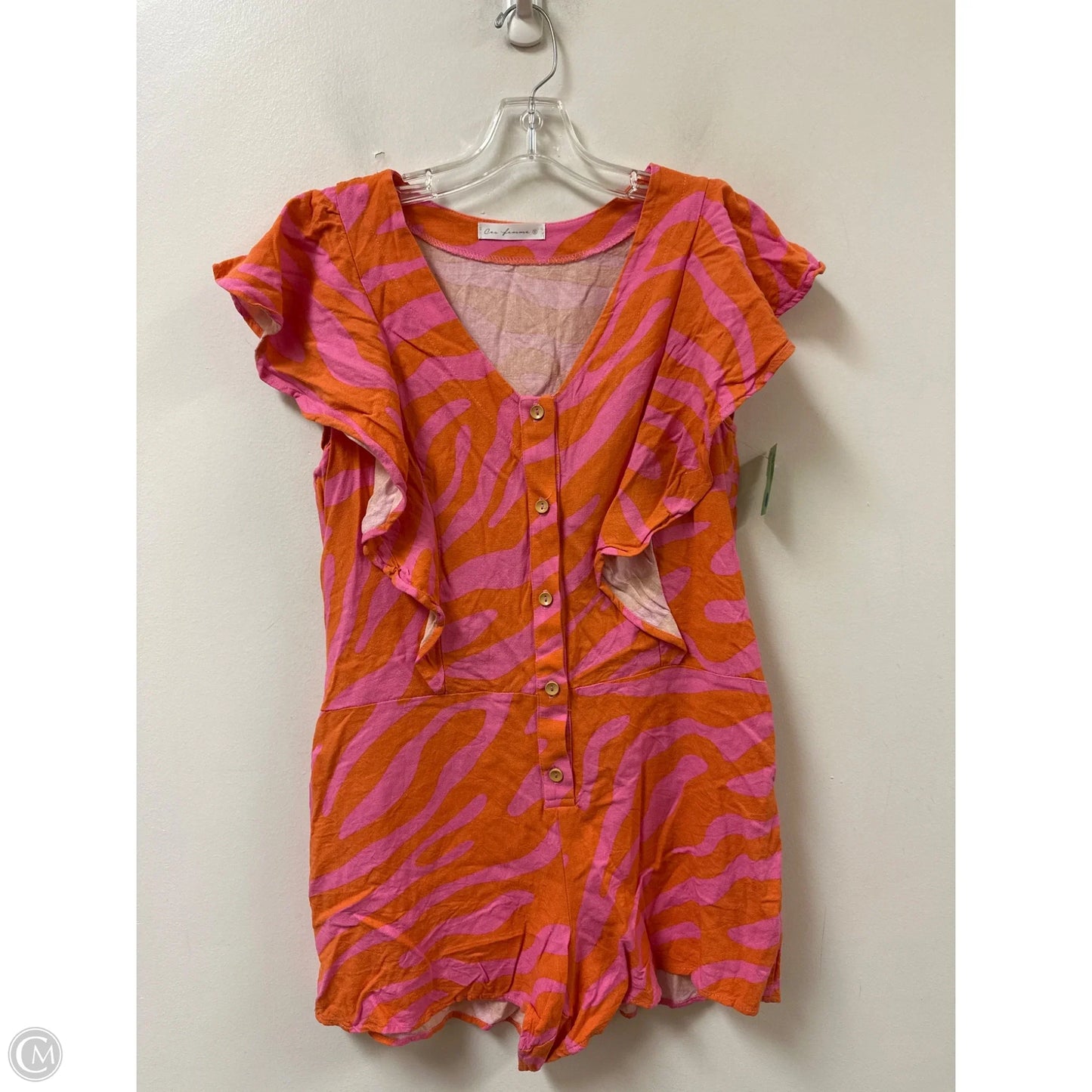 Romper By Ces Femme In Orange & Pink, Size: S