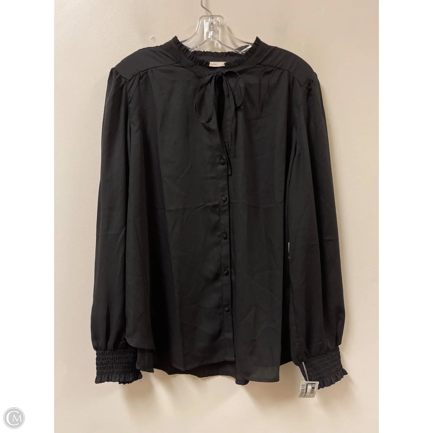 Blouse Long Sleeve By Black Tape In Black, Size: Xl