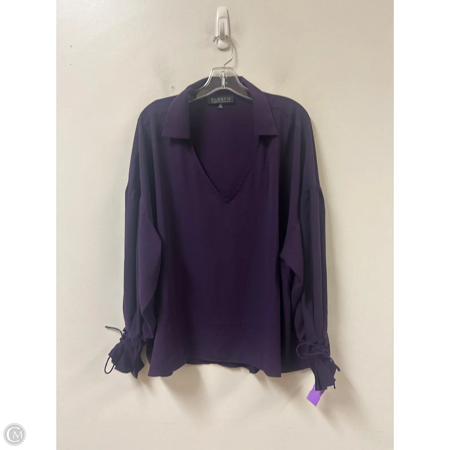 Top Long Sleeve By Eloquii In Purple, Size: 3x