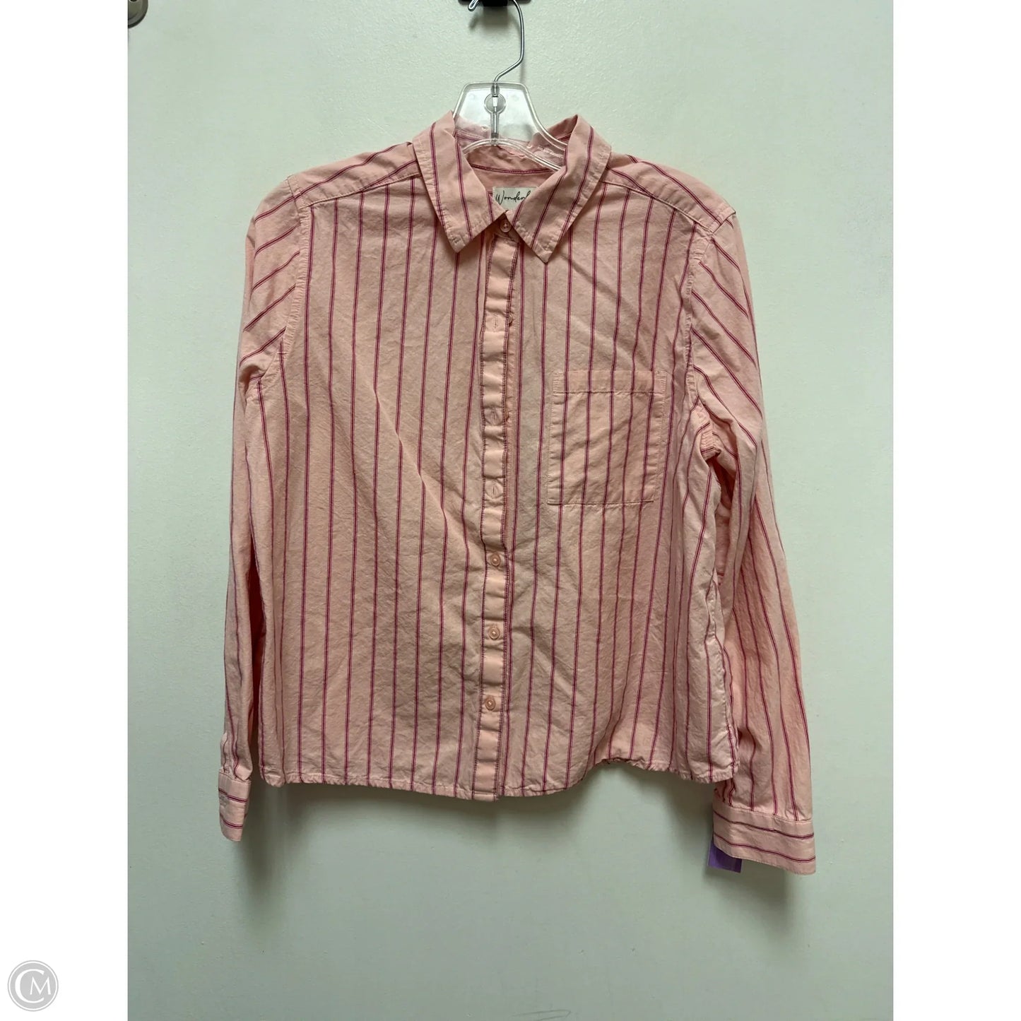 Blouse Long Sleeve By Wonderly In Pink, Size: M