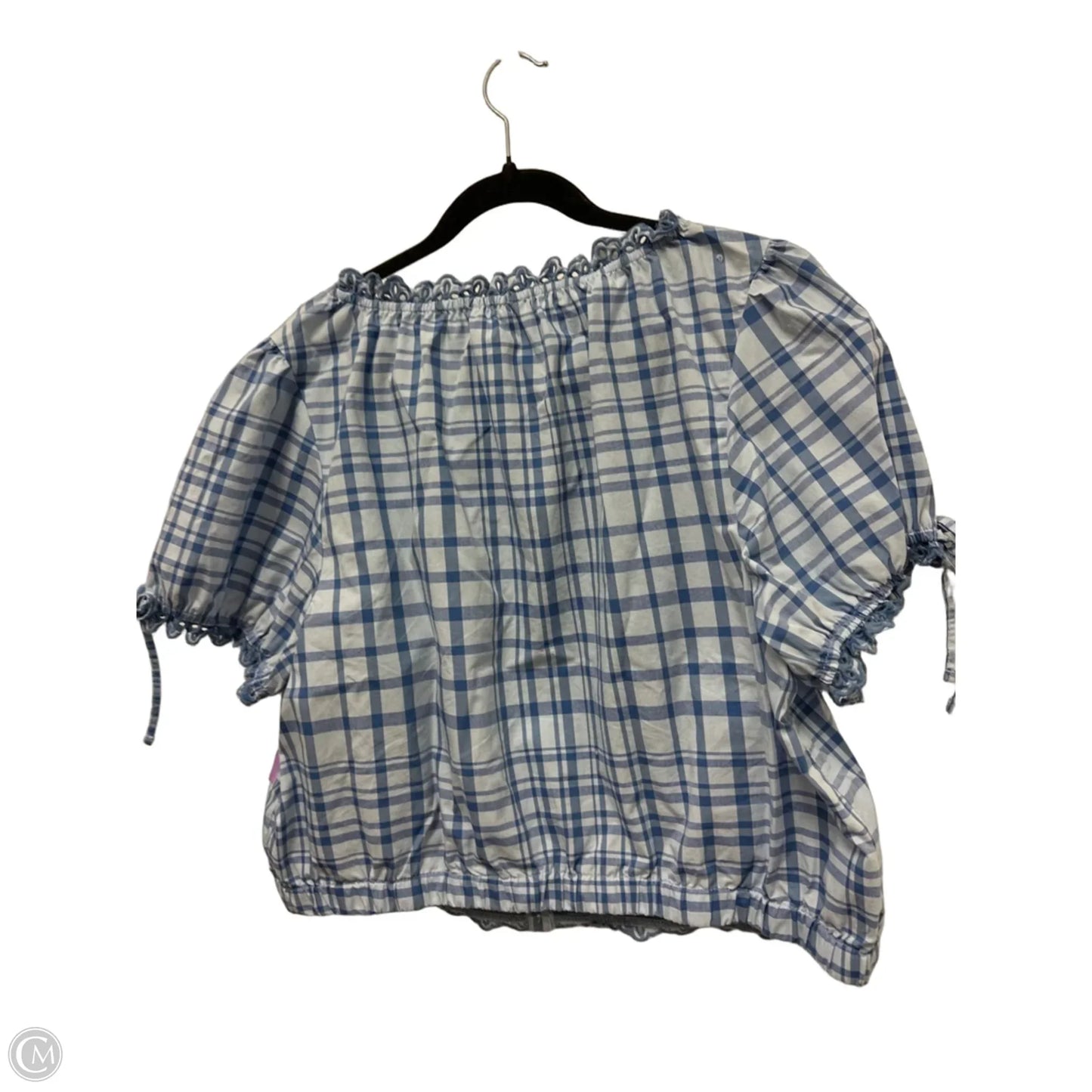 Blouse Short Sleeve By Free Assembly In Blue, Size: 1x