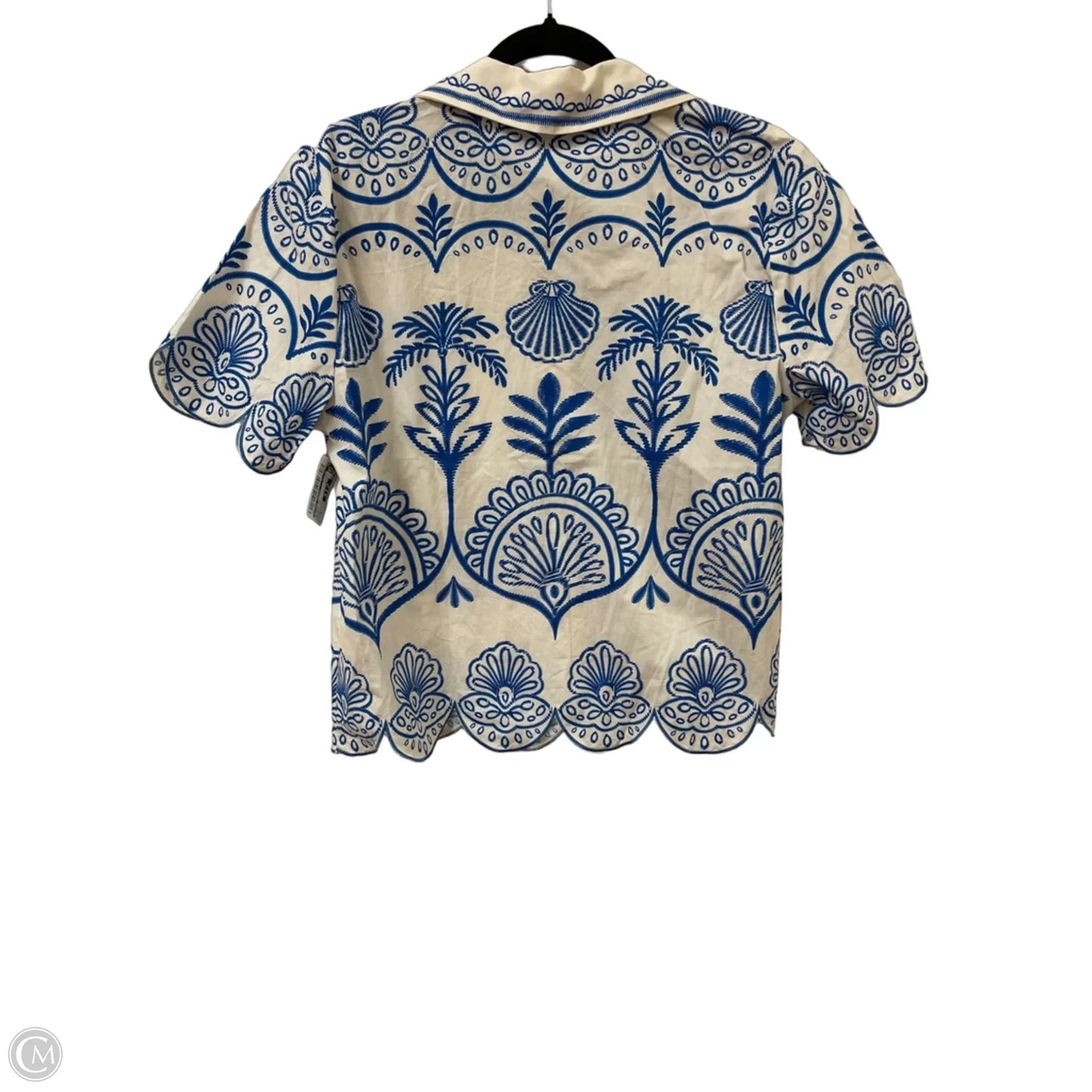 Blouse Short Sleeve By Flying Tomato In Blue, Size: S