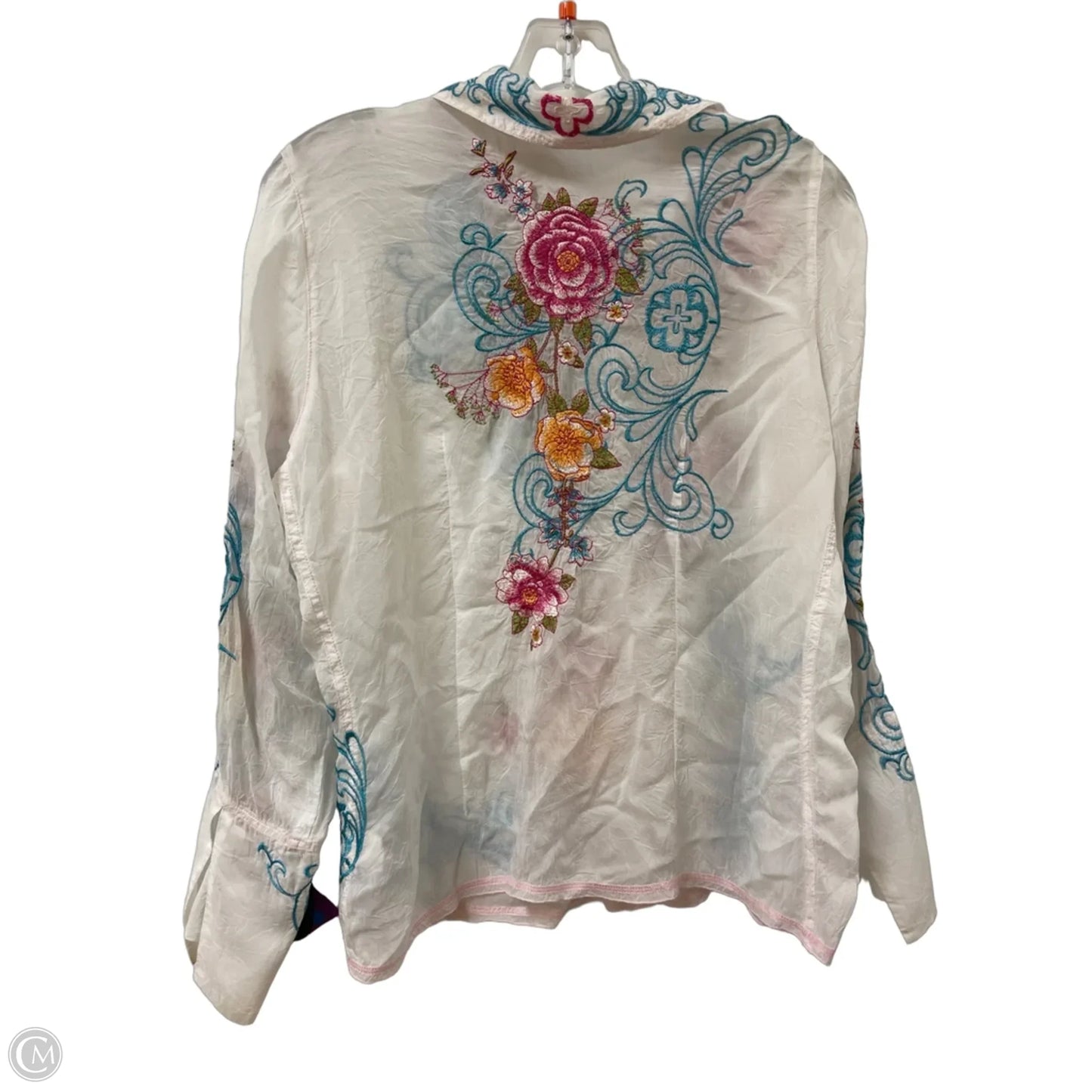 Blouse Designer By Johnny Was In White, Size: L