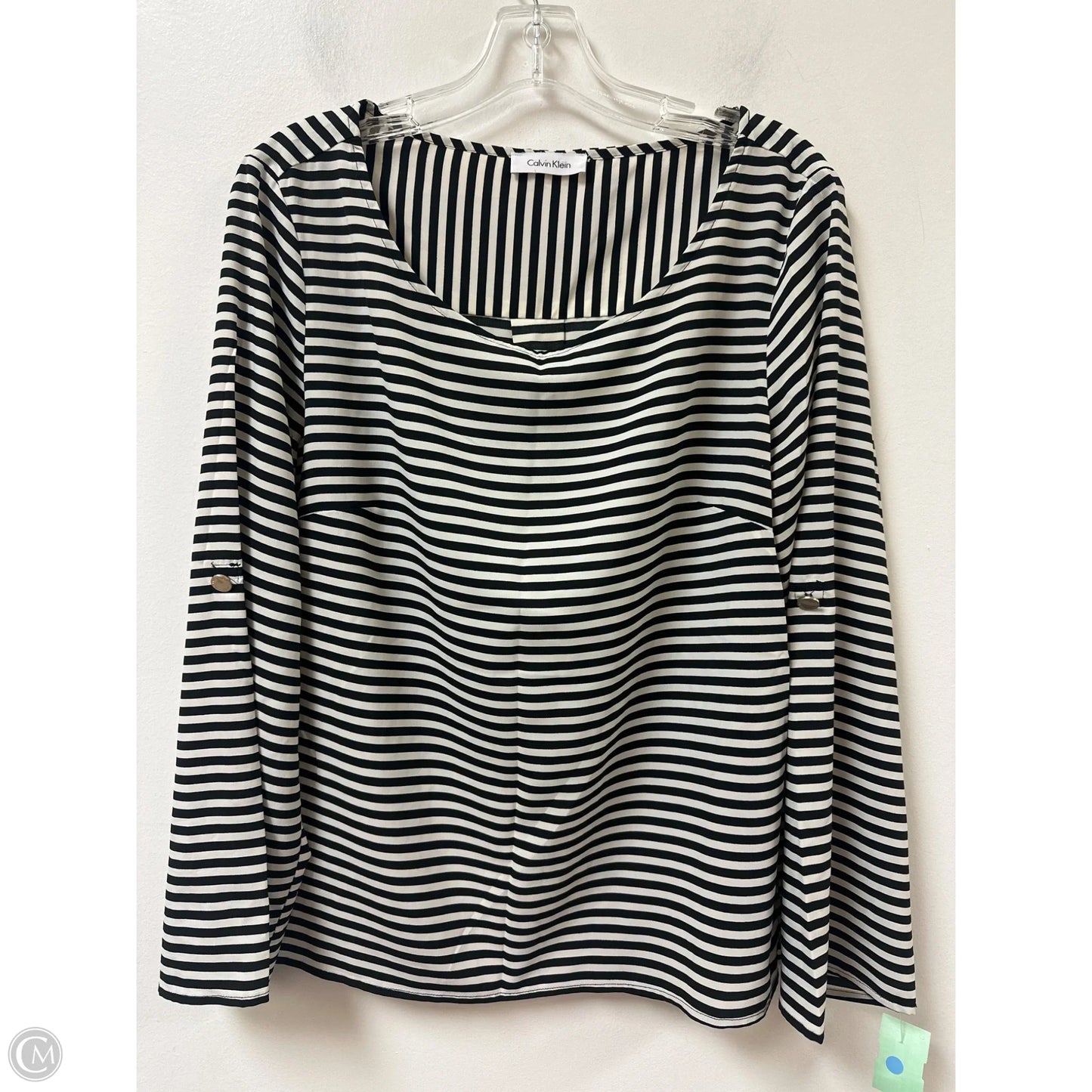 Top Long Sleeve By Calvin Klein In Striped Pattern, Size: Xl
