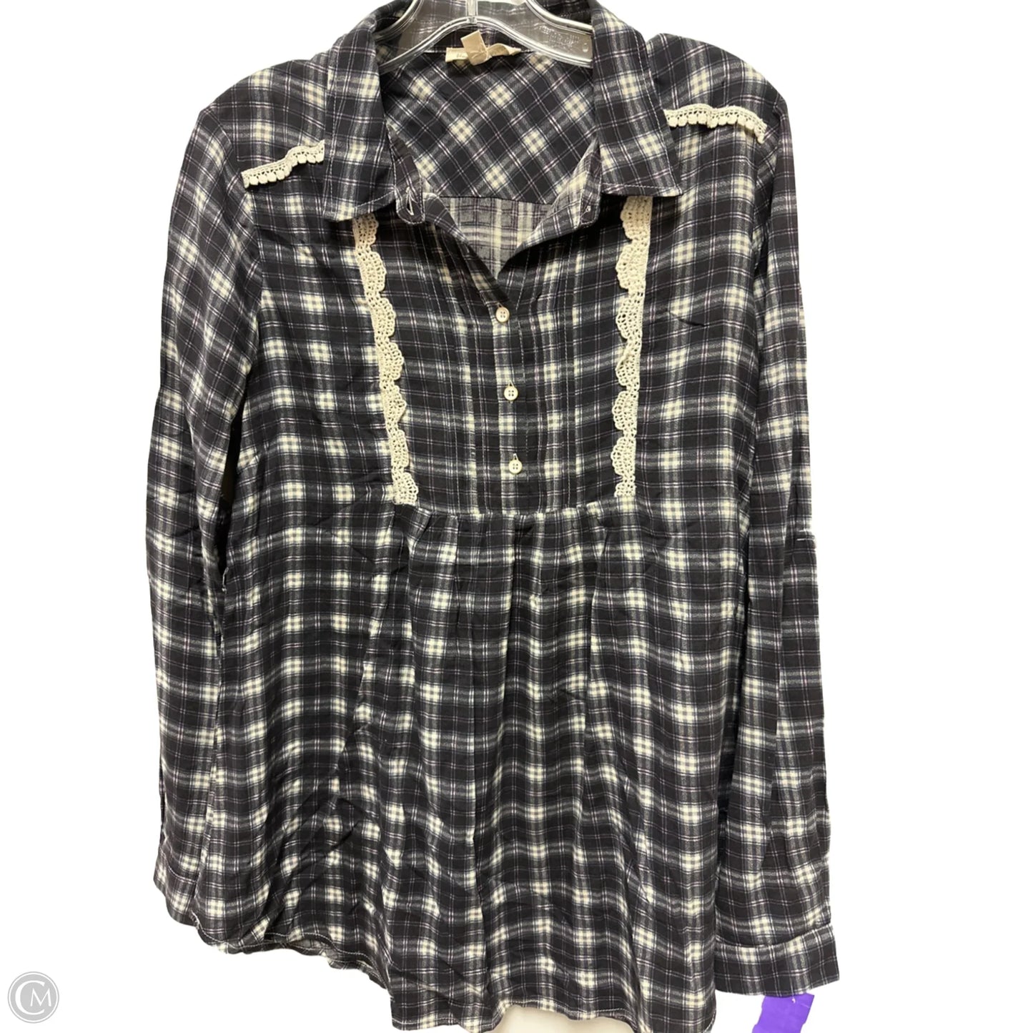 Top Long Sleeve By Hem & Thread In Black, Size: M