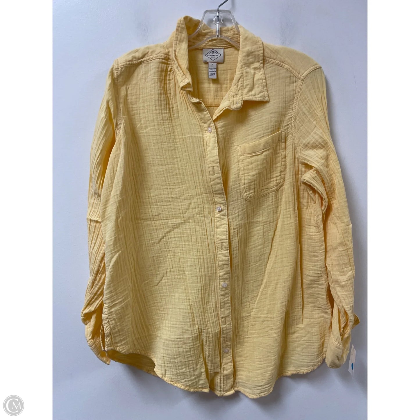 Top Long Sleeve By St Johns Bay In Yellow, Size: L