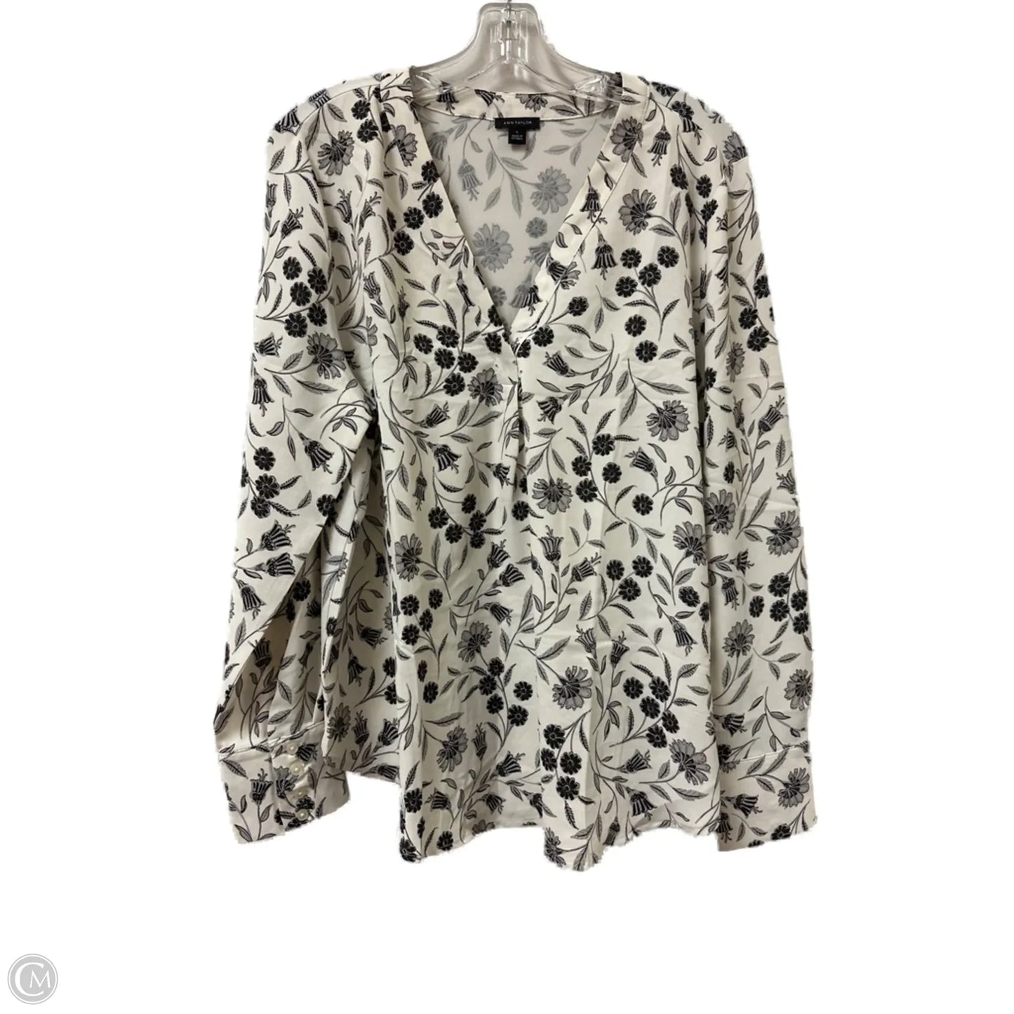 Top Long Sleeve By Ann Taylor In Cream, Size: L