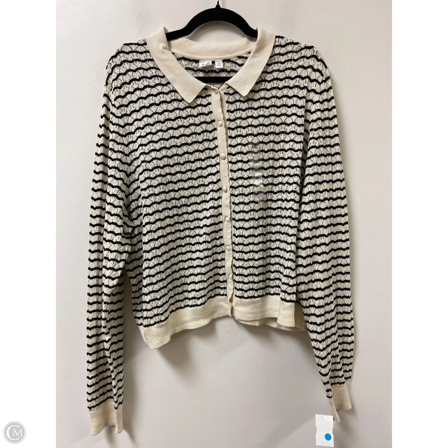Cardigan By Gap In Black & Cream, Size: 1x