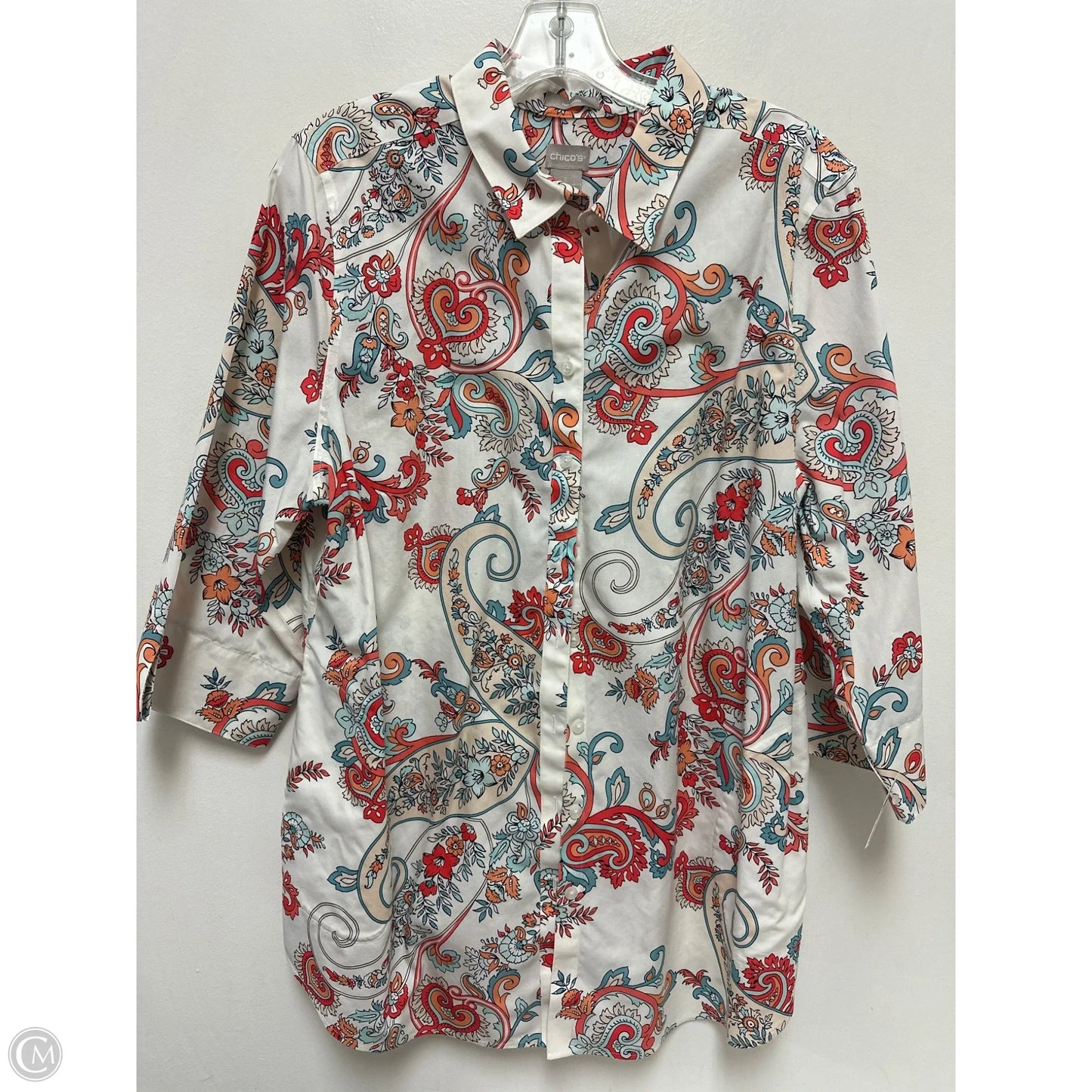 Tunic Long Sleeve By Chicos In Cream, Size: Xl