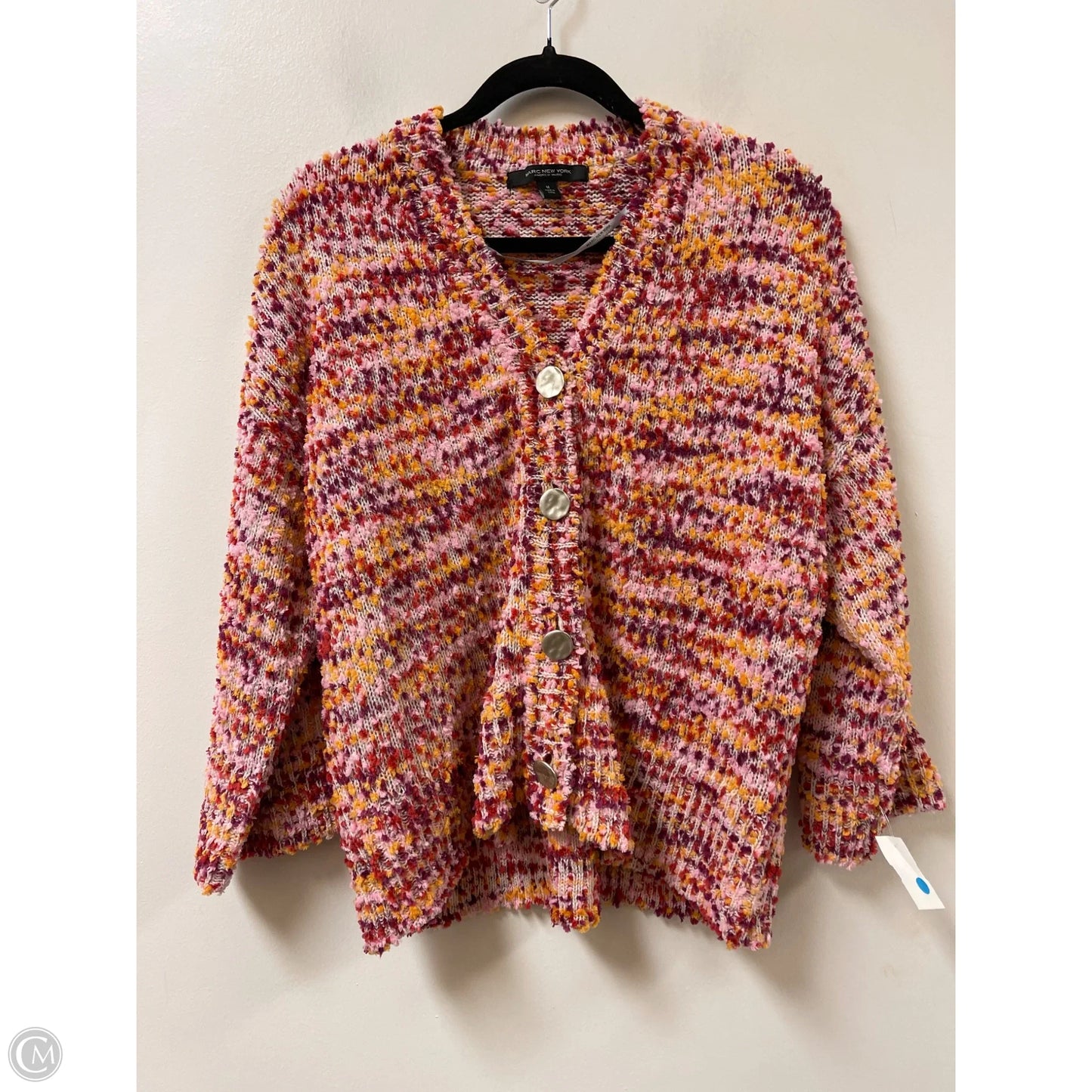 Sweater Cardigan By Marc New York In Orange & Pink, Size: M