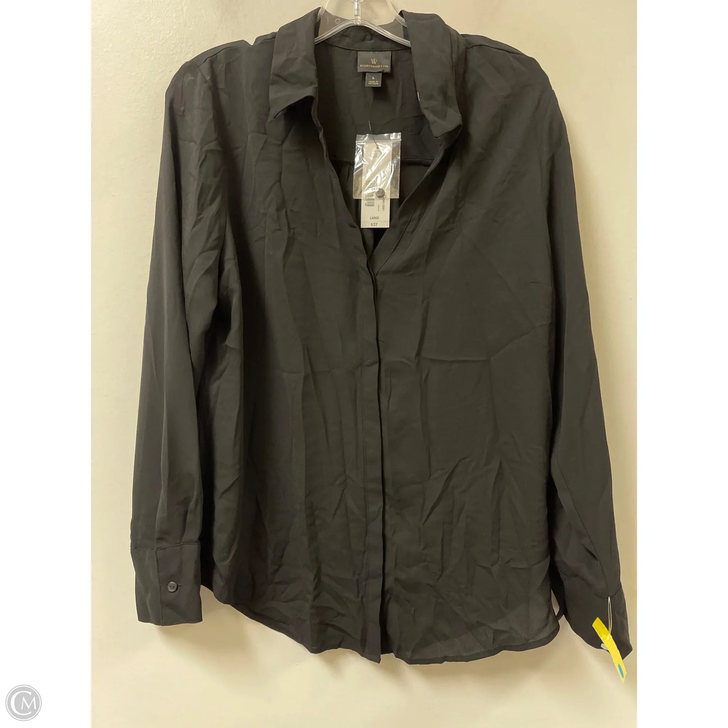 Top Long Sleeve By Worthington In Black, Size: L