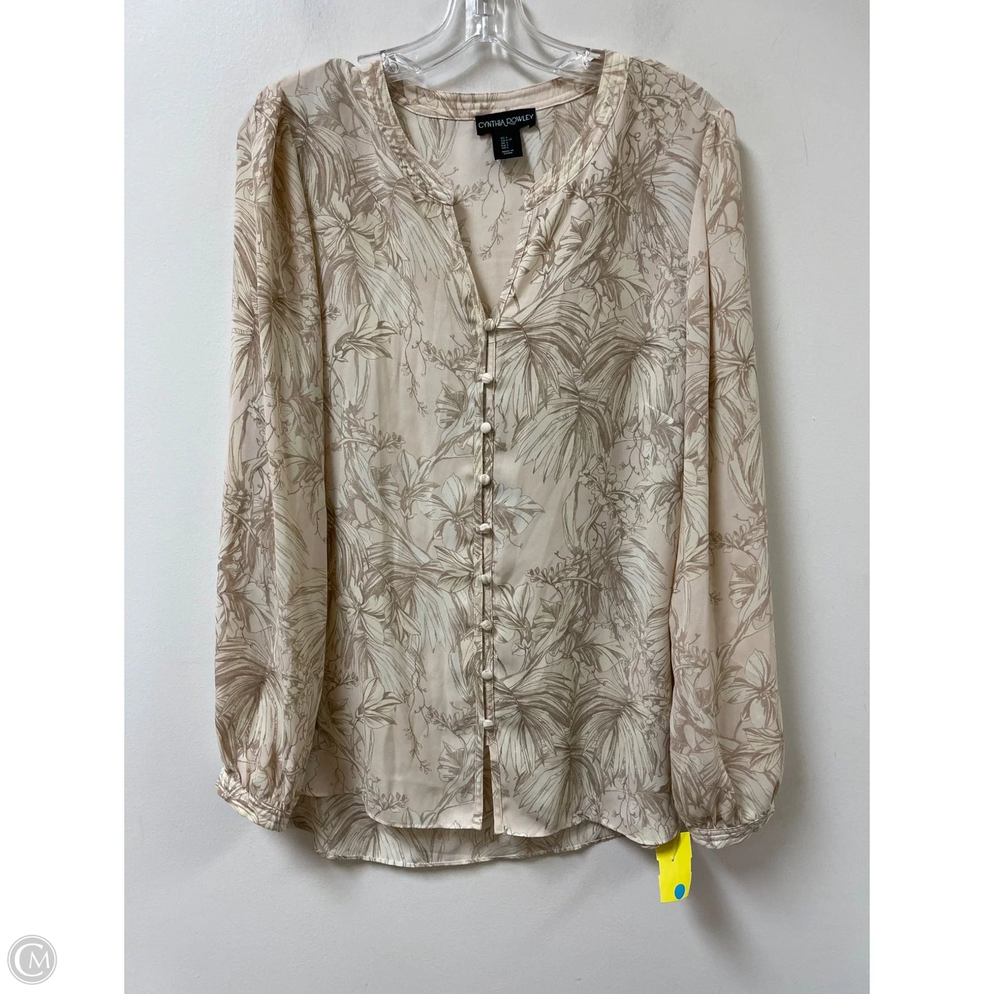 Top Long Sleeve By Cynthia Rowley In Cream, Size: L