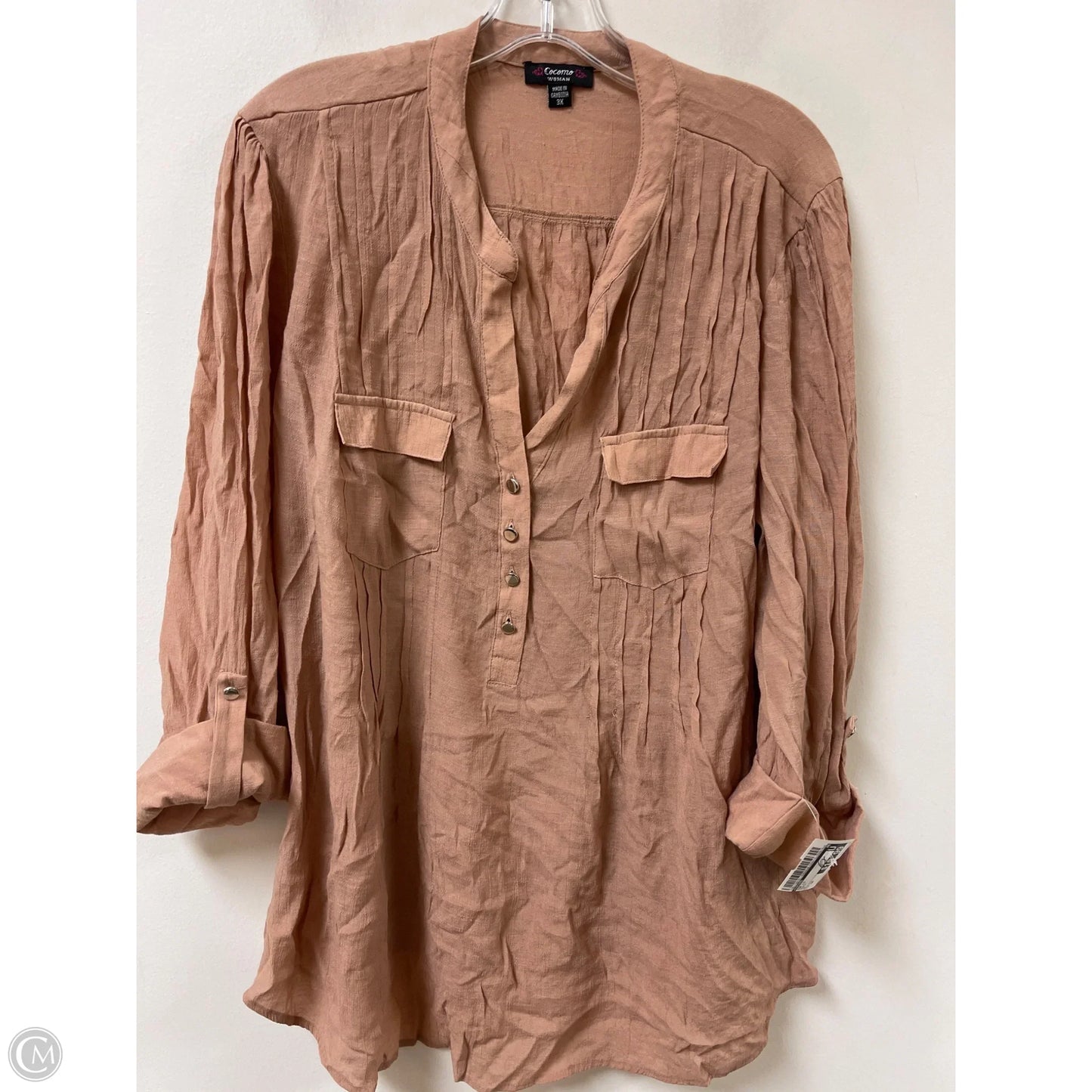 Top Long Sleeve By Cocomo In Peach, Size: 3x