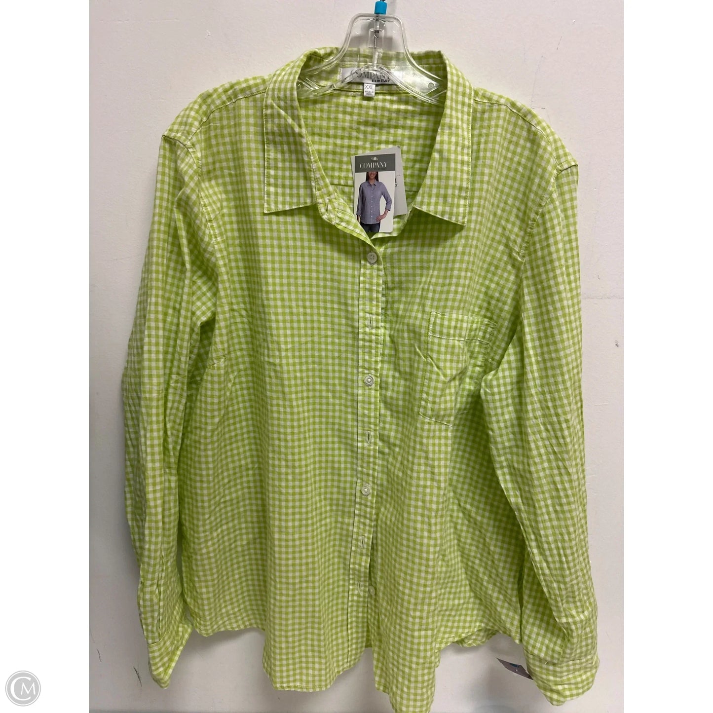 Blouse Long Sleeve By Ellen Tracy In Green, Size: 2x