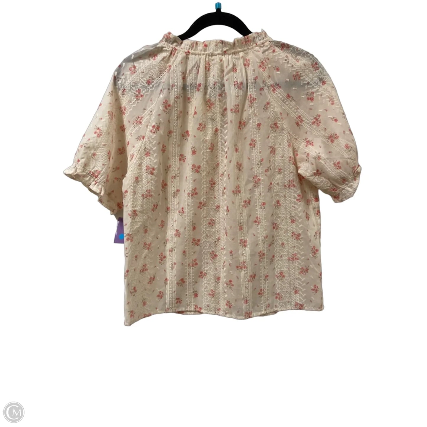 Blouse Short Sleeve By Clothes Mentor In Cream, Size: M