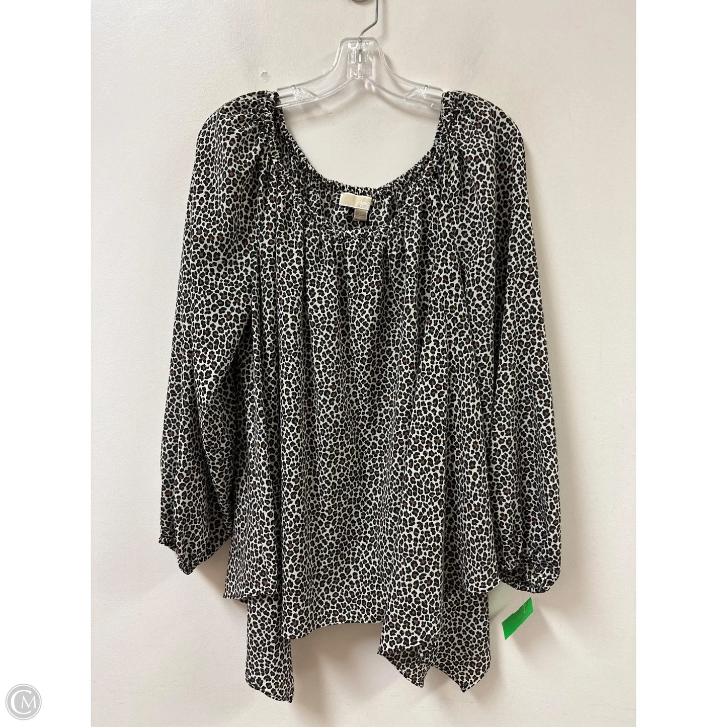 Top Long Sleeve By Michael By Michael Kors In Leopard Print, Size: 2x