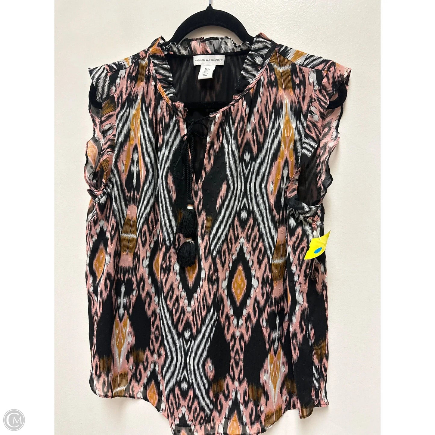Top Short Sleeve By Cupcakes And Cashmere In Black & Pink, Size: L
