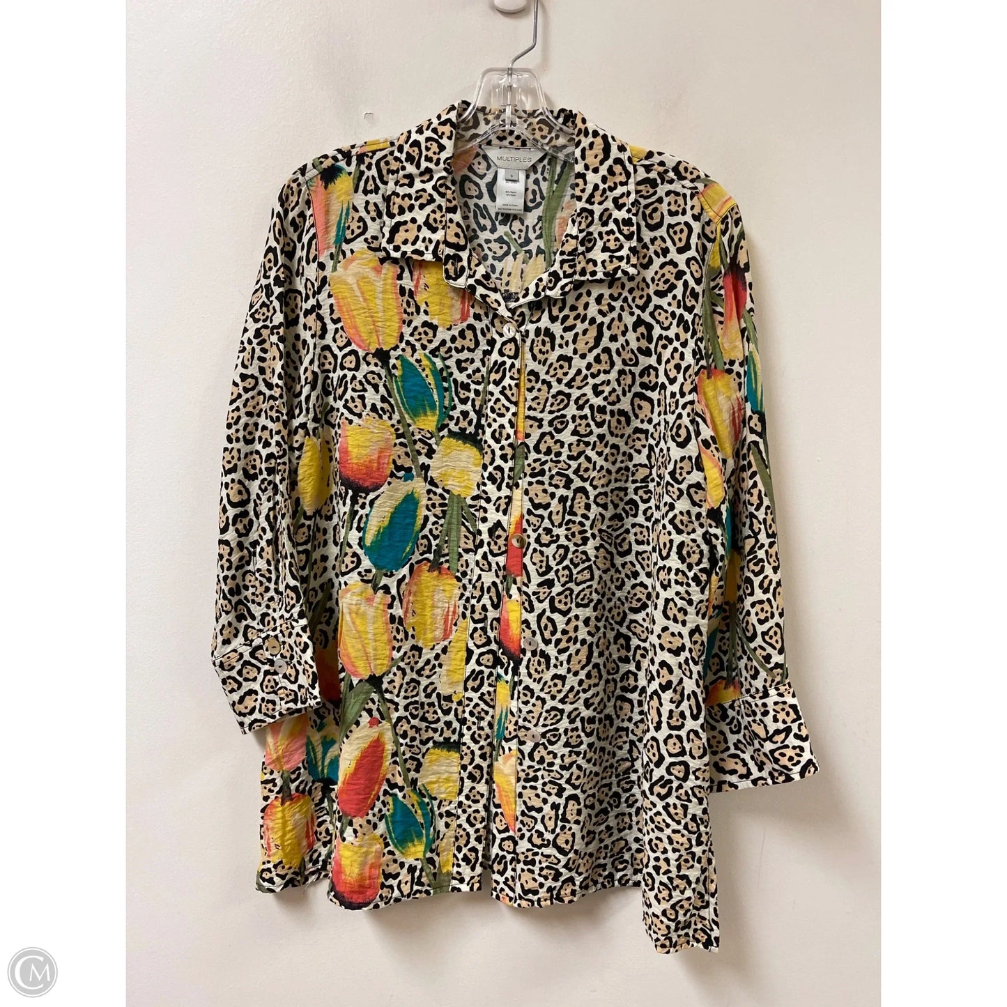 Blouse Long Sleeve By Multiples In Animal Print, Size: S