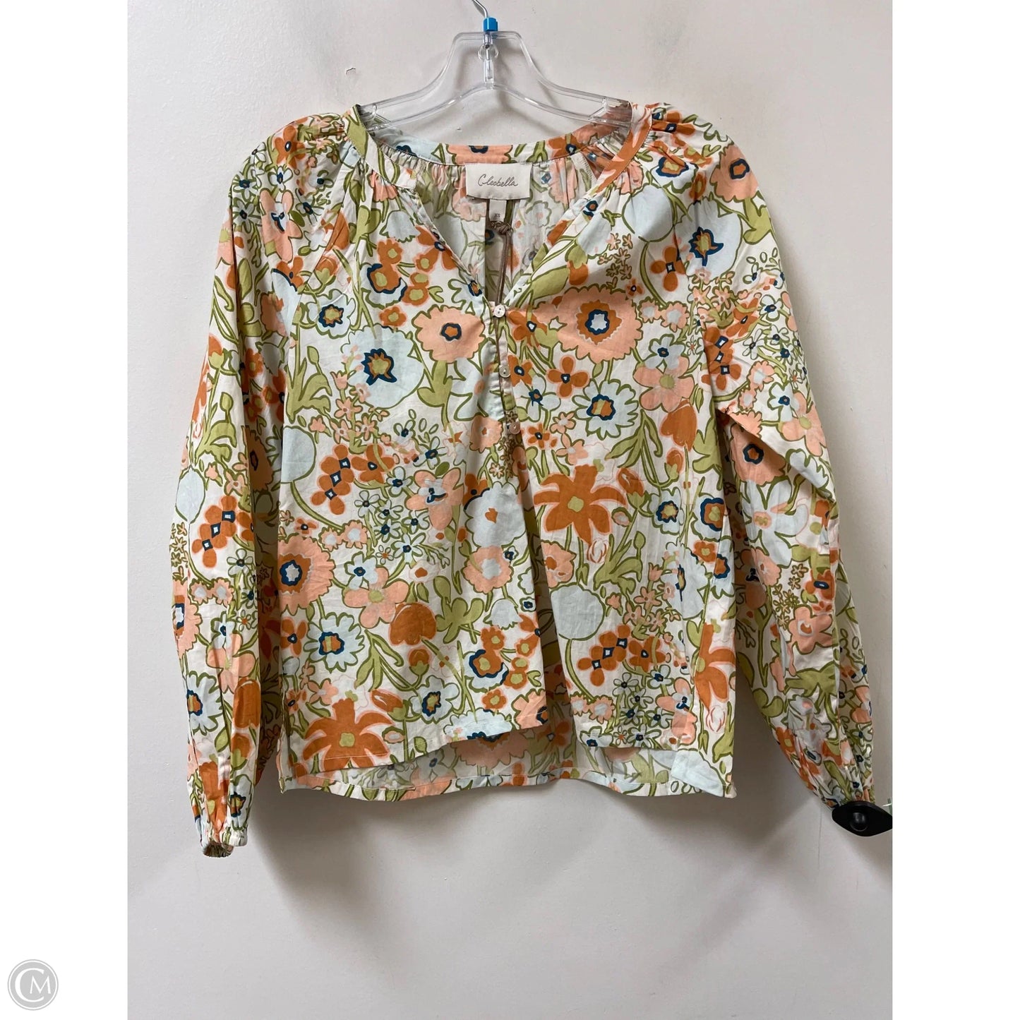 Top Long Sleeve By Cleobella In Green & Pink, Size: Xs