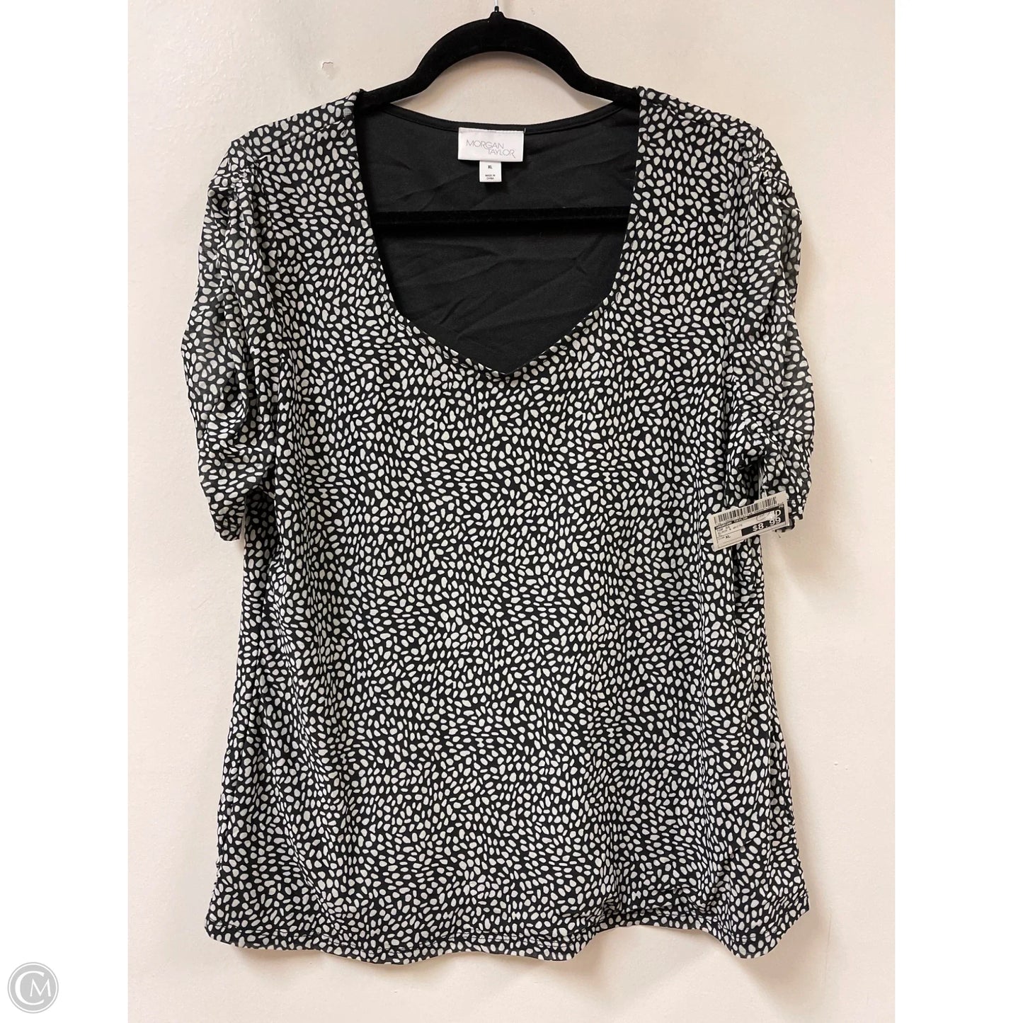 Top Short Sleeve By Morgan Taylor In Black & White, Size: Xl