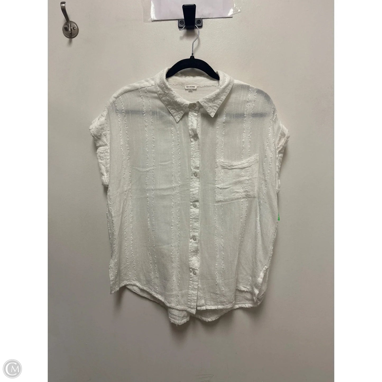Blouse Short Sleeve By En Creme In White, Size: M