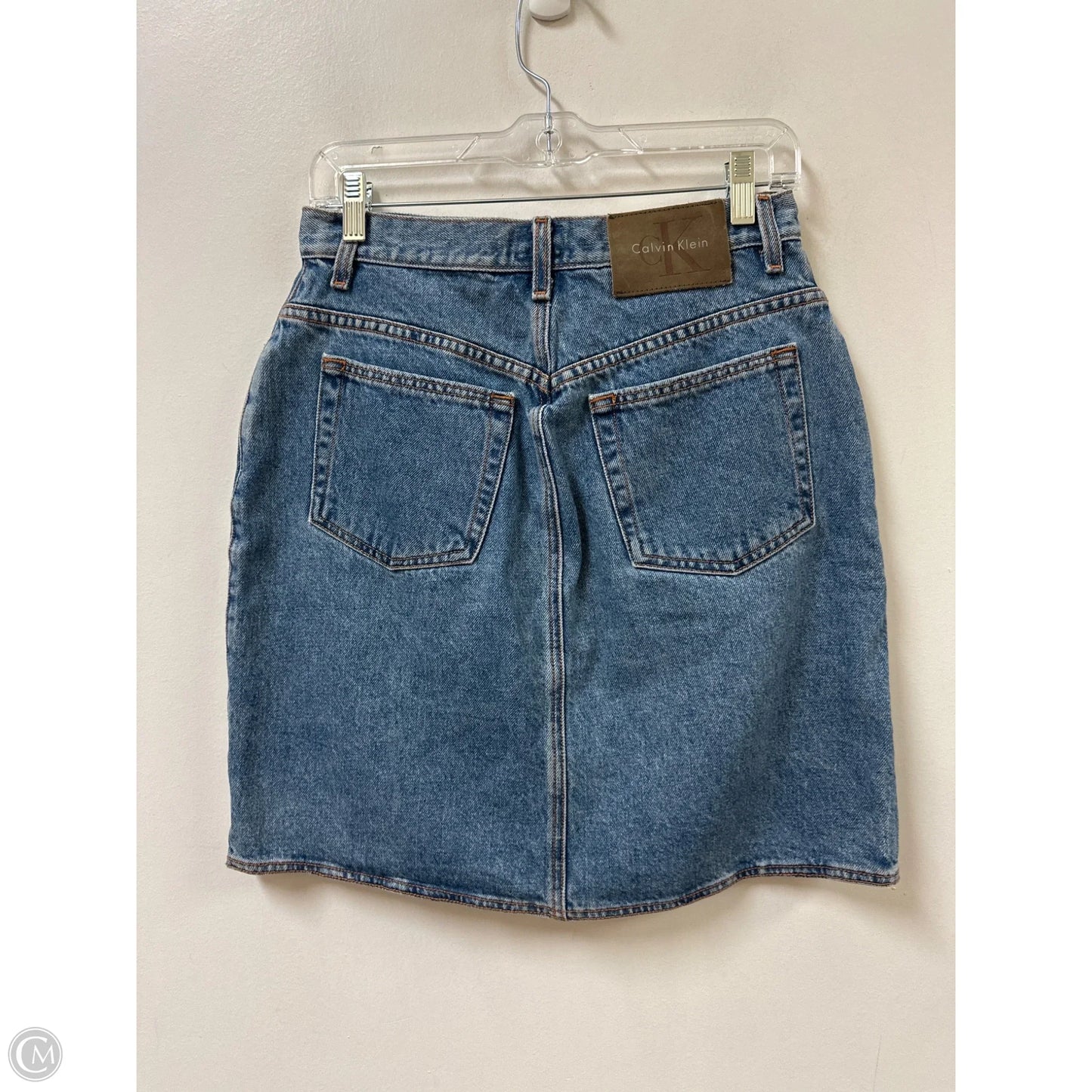 Skirt Mini & Short By Calvin Klein In Blue Denim, Size: 10
