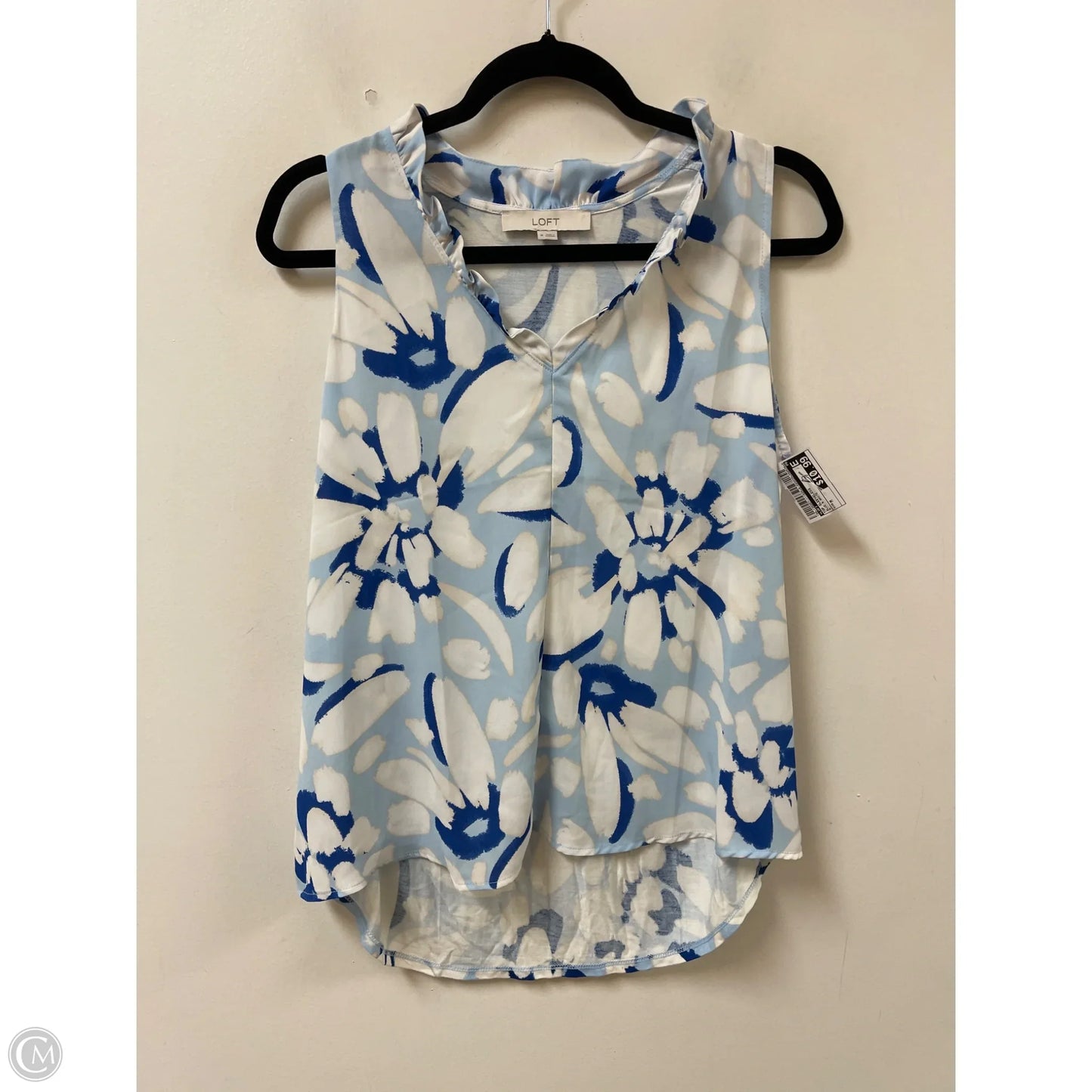 Top Sleeveless By Loft In Blue & White, Size: M