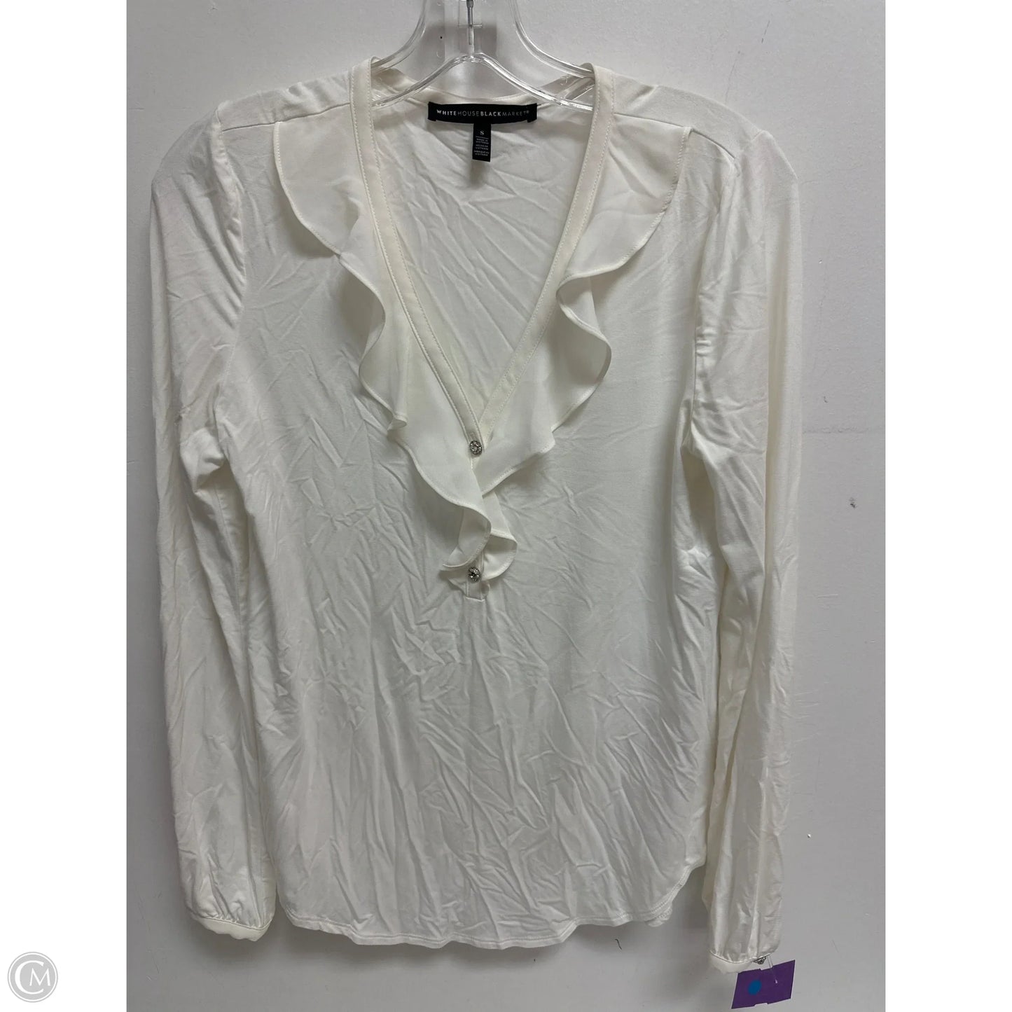 Top Long Sleeve By White House Black Market In White, Size: S