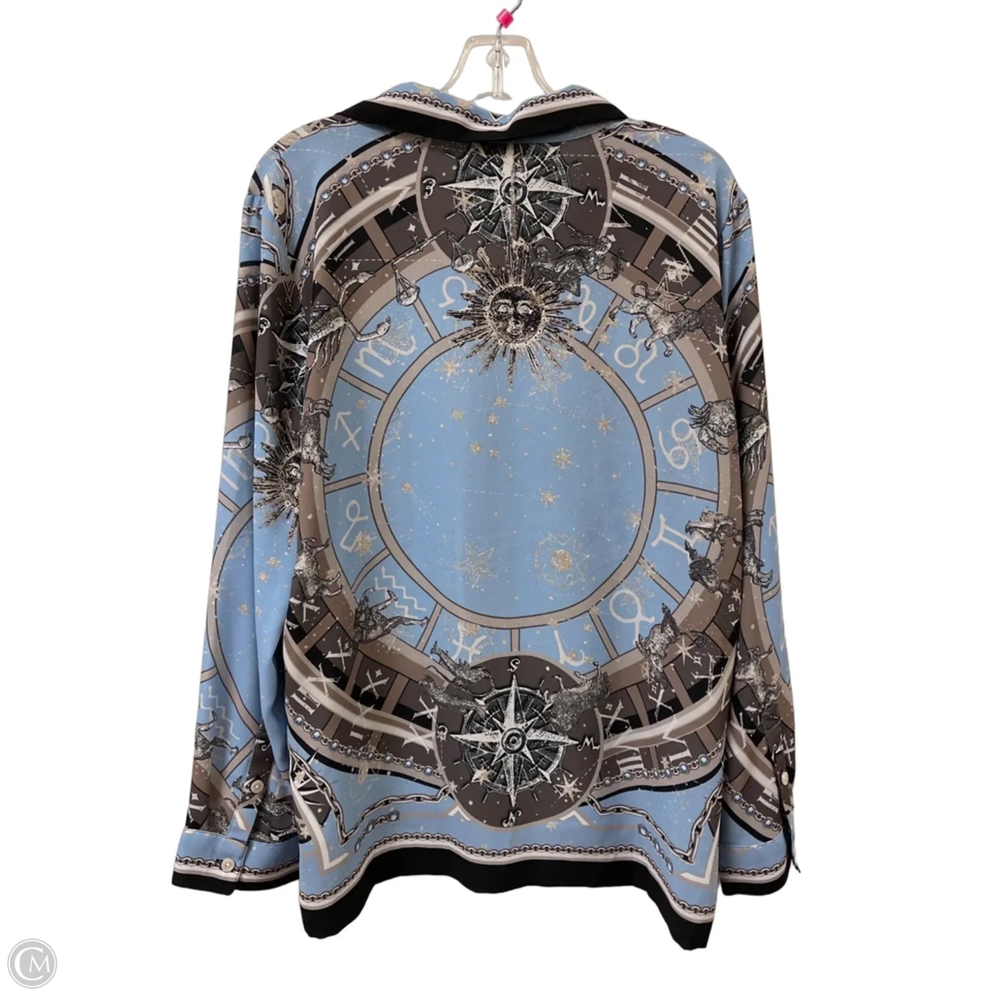 Blouse Long Sleeve By Chicos In Black & Blue, Size: L