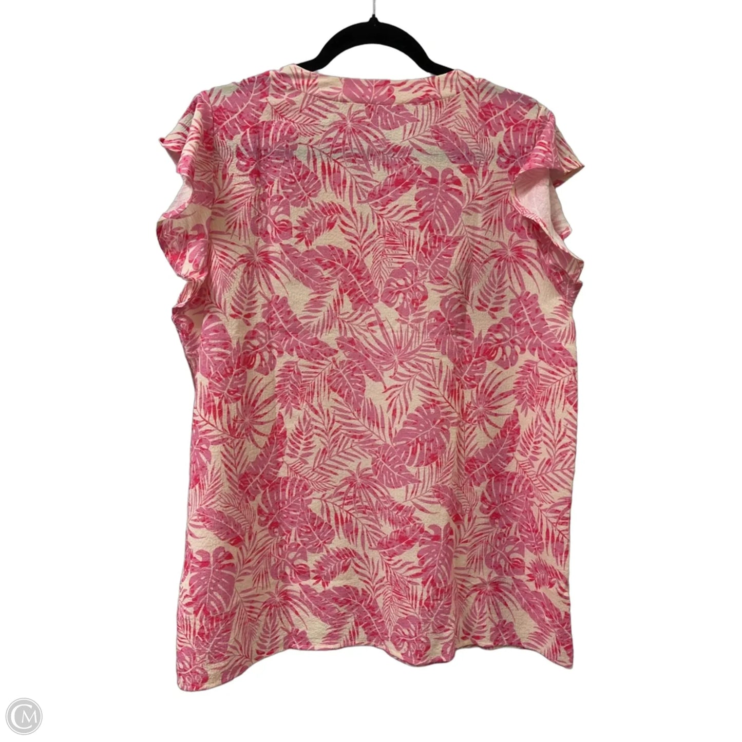 Top Short Sleeve By Bibi In Cream & Pink, Size: Xl