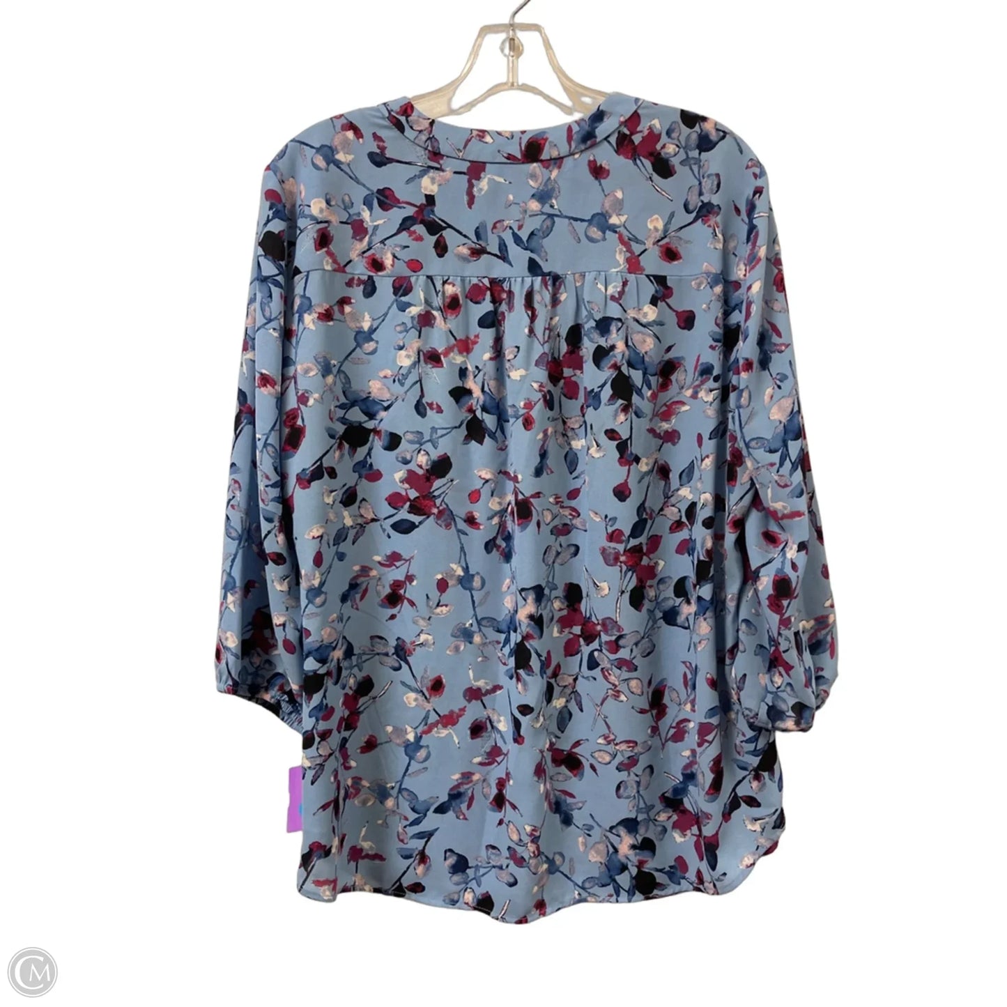 Top Long Sleeve By Jones New York In Blue & Red, Size: Lp