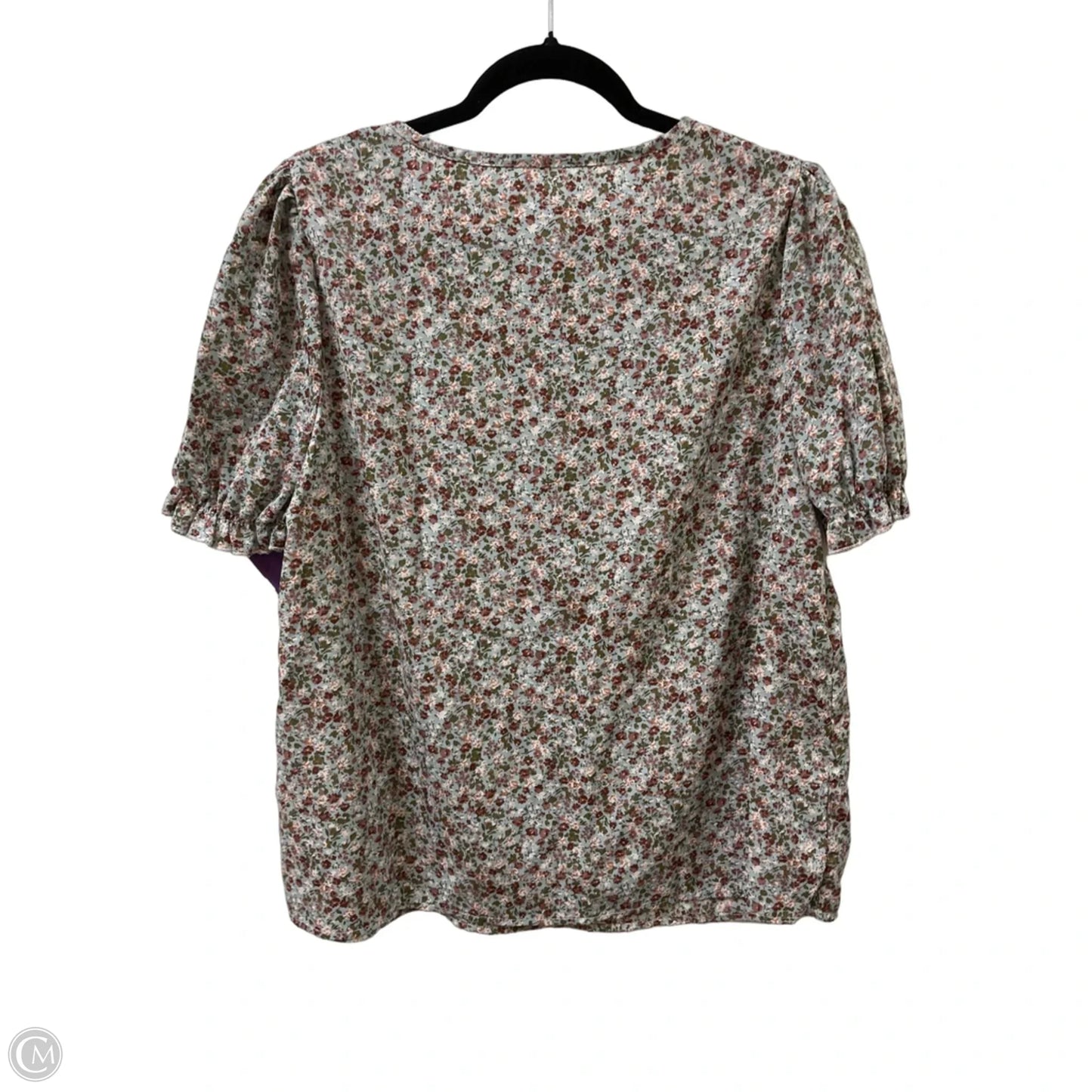 Top Short Sleeve By Shein In Floral Print, Size: Xl