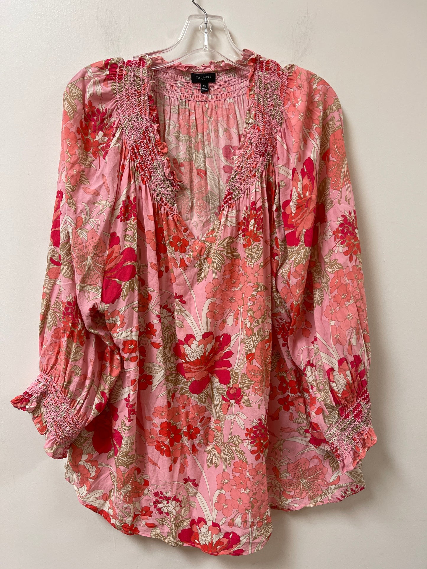Top Long Sleeve By Talbots In Pink, Size: 3x