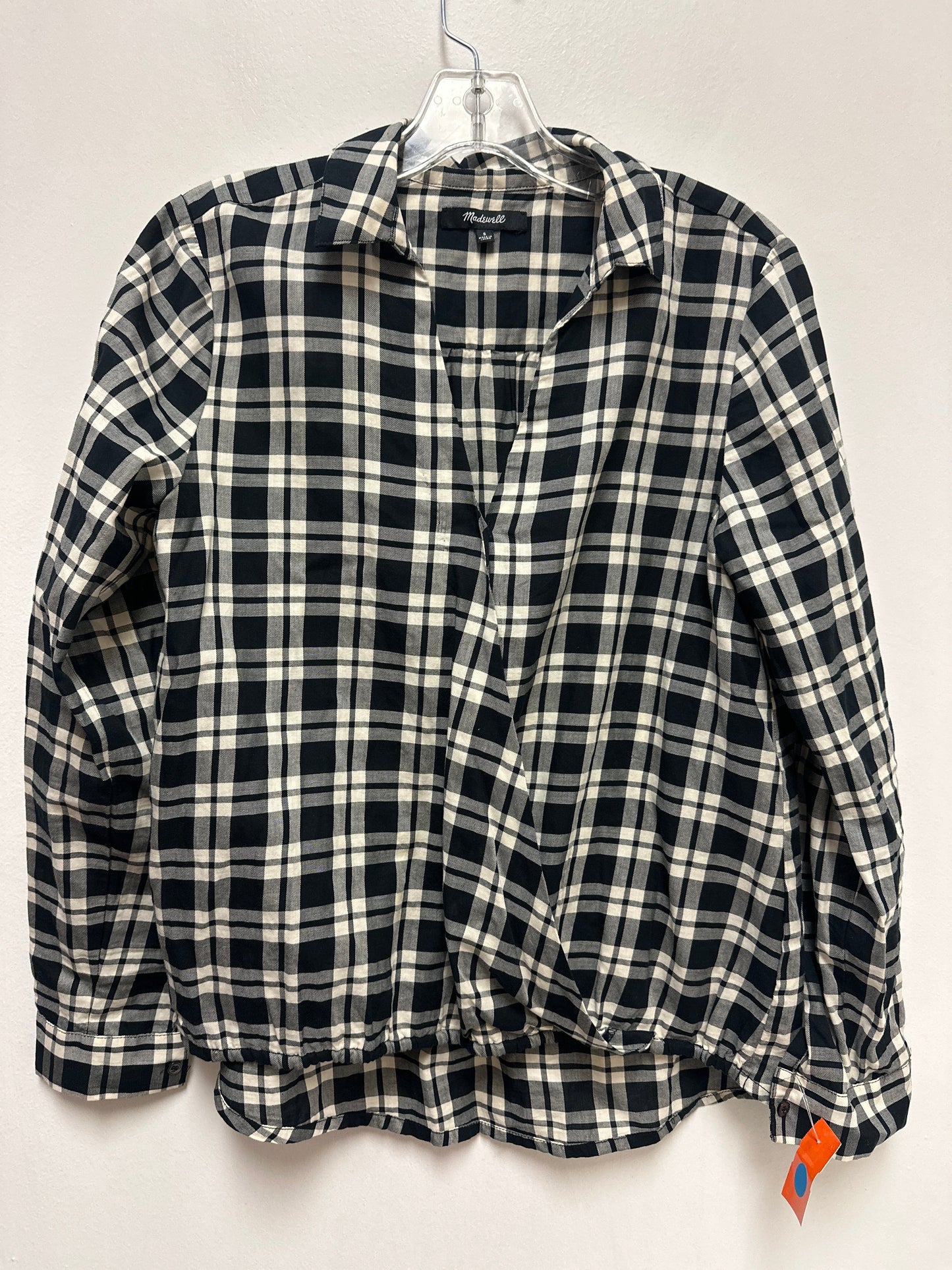 Top Long Sleeve By Madewell In Black & Cream, Size: S