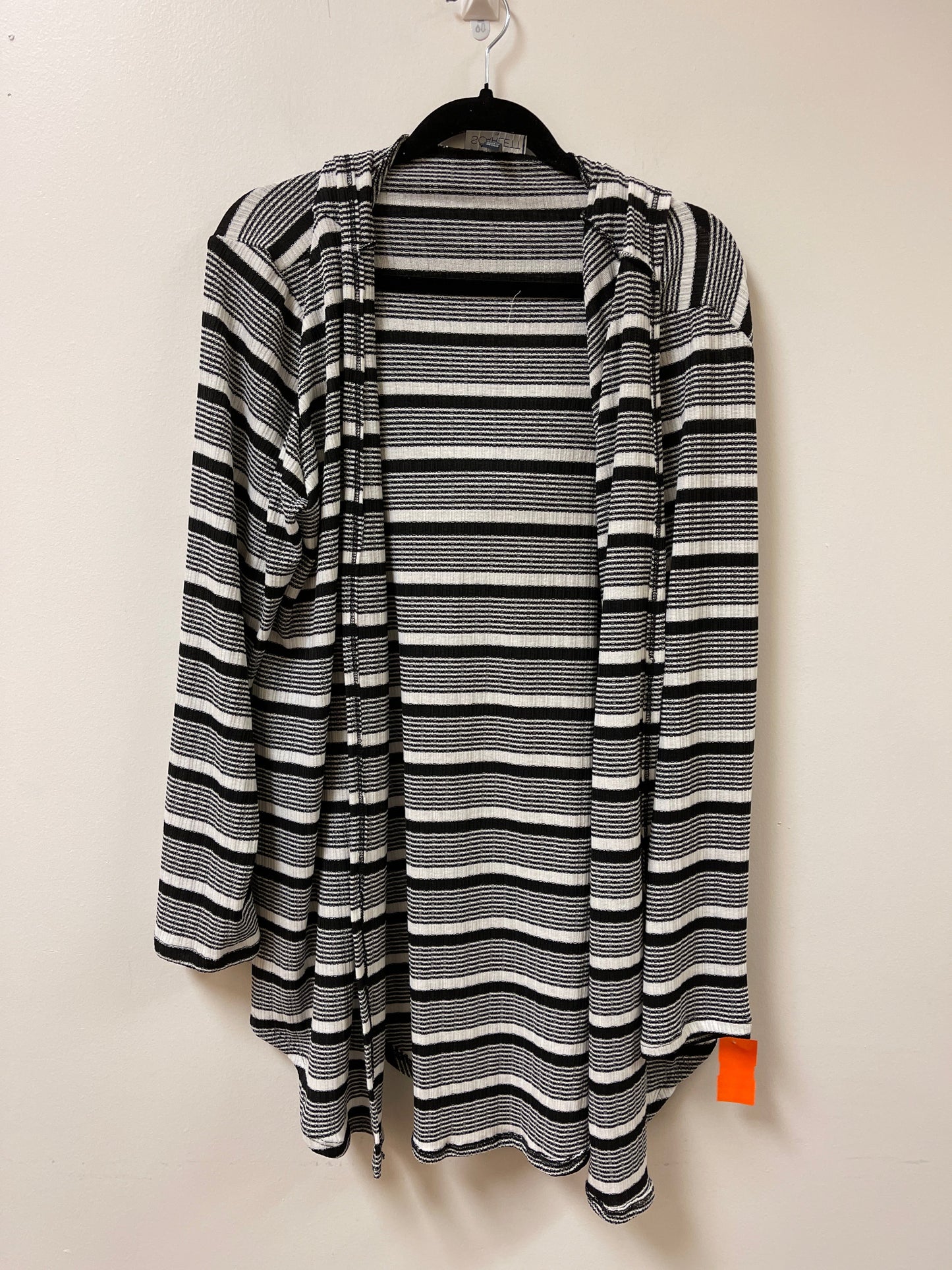 Sweater Cardigan By Scarlett In Black & White, Size: 1x