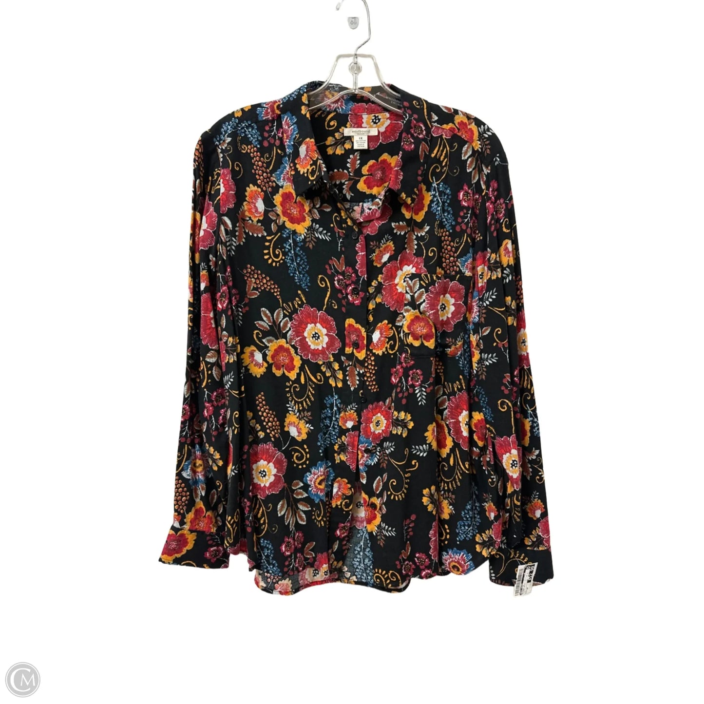 Blouse Long Sleeve By West Bound In Floral Print, Size: 1x