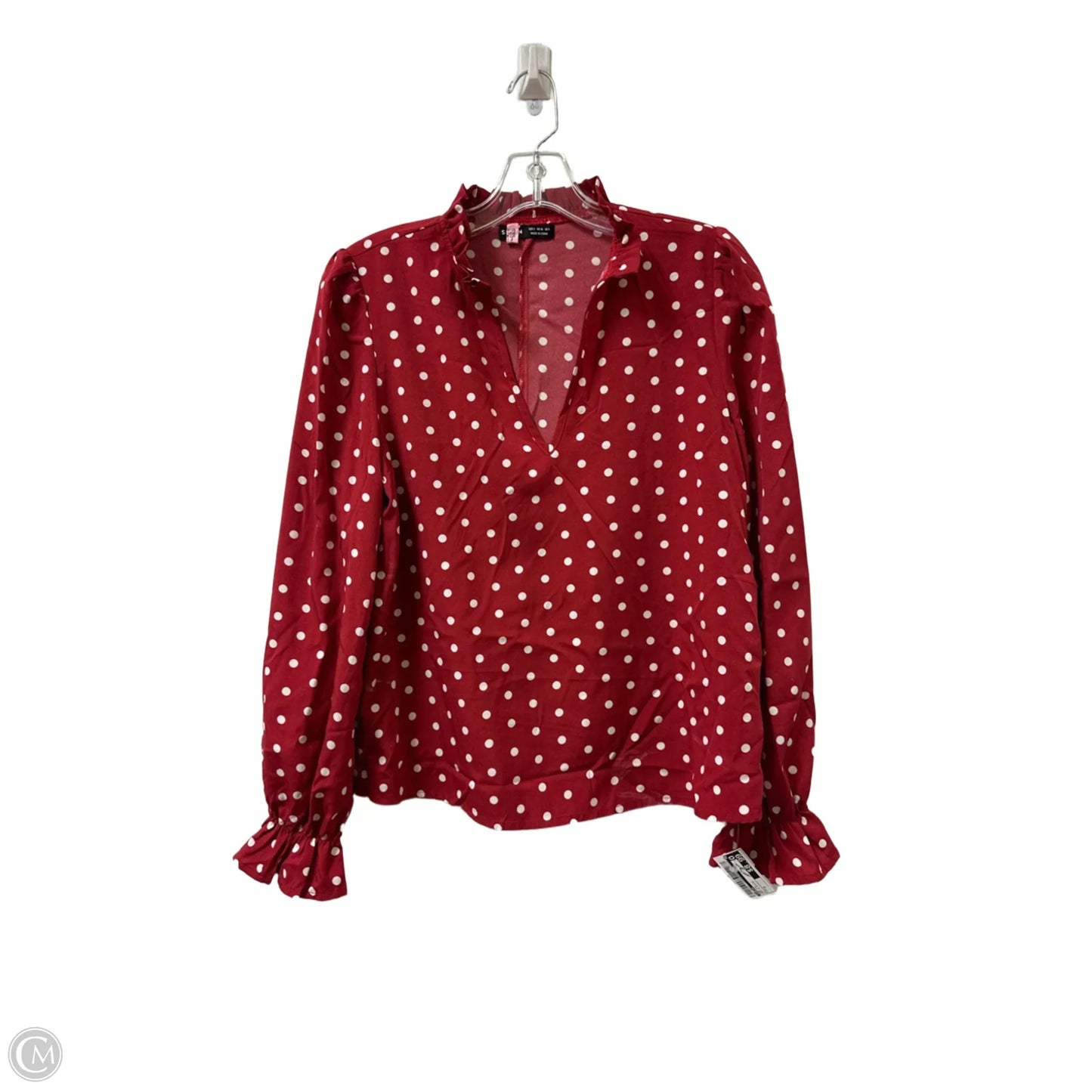 Top Long Sleeve By Shein In Red & White, Size: S