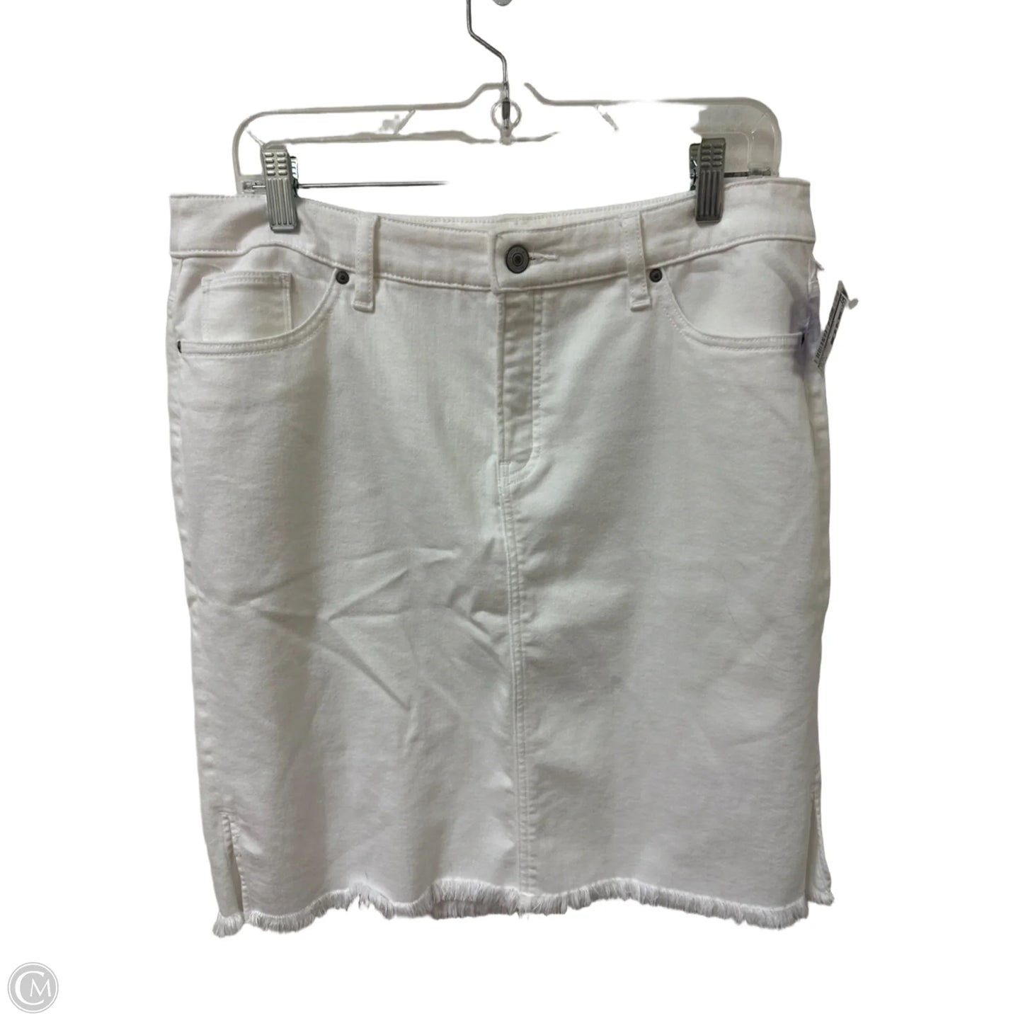 Skirt Mini & Short By Chicos In White Denim, Size: 12