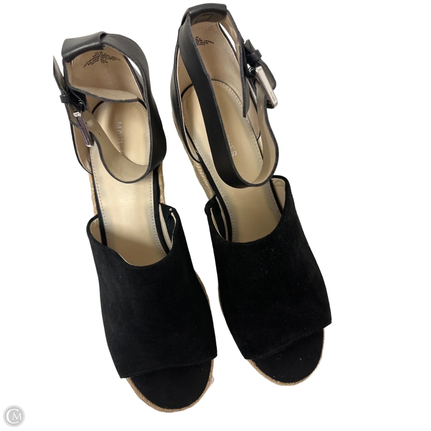 Sandals Heels Wedge By Marc Fisher In Black, Size: 10