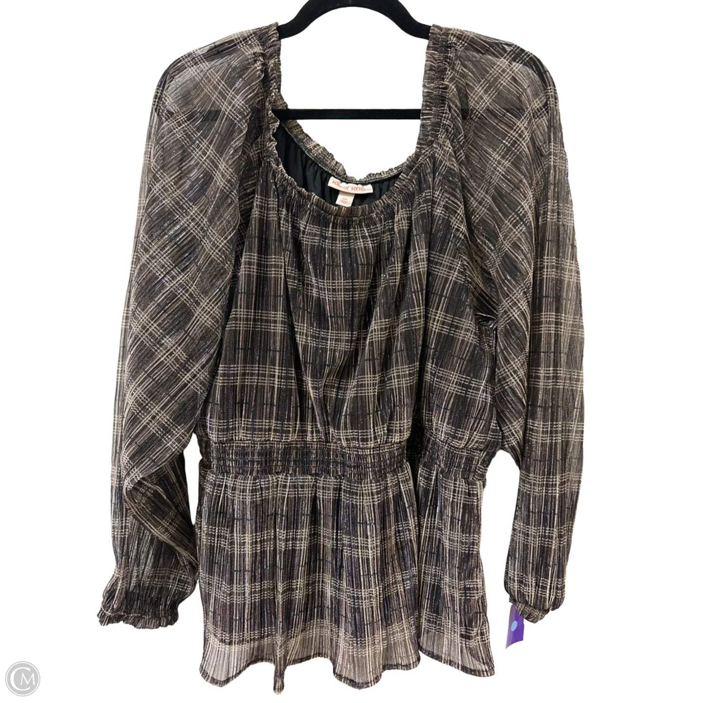 Top Long Sleeve By Knox Rose In Black & Gold, Size: 1x