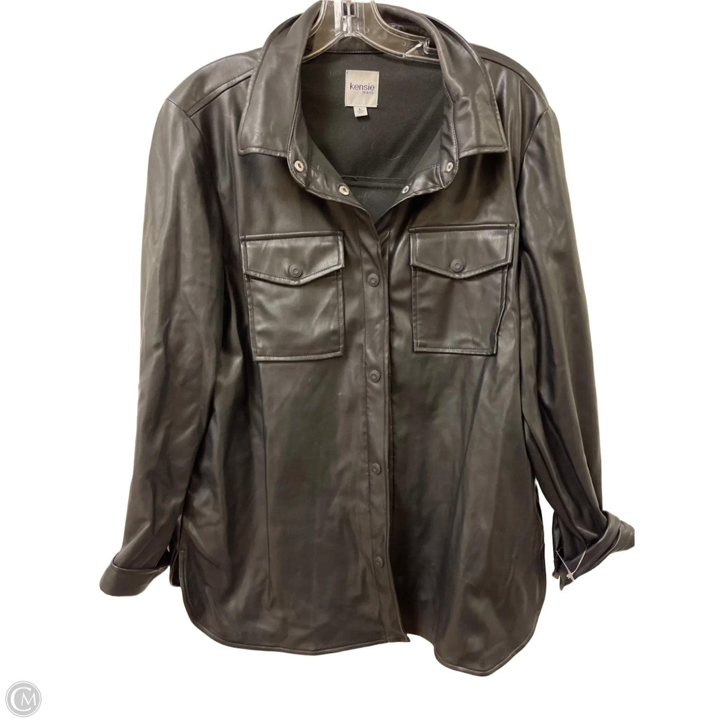 Jacket Shirt By Kensie In Black, Size: L