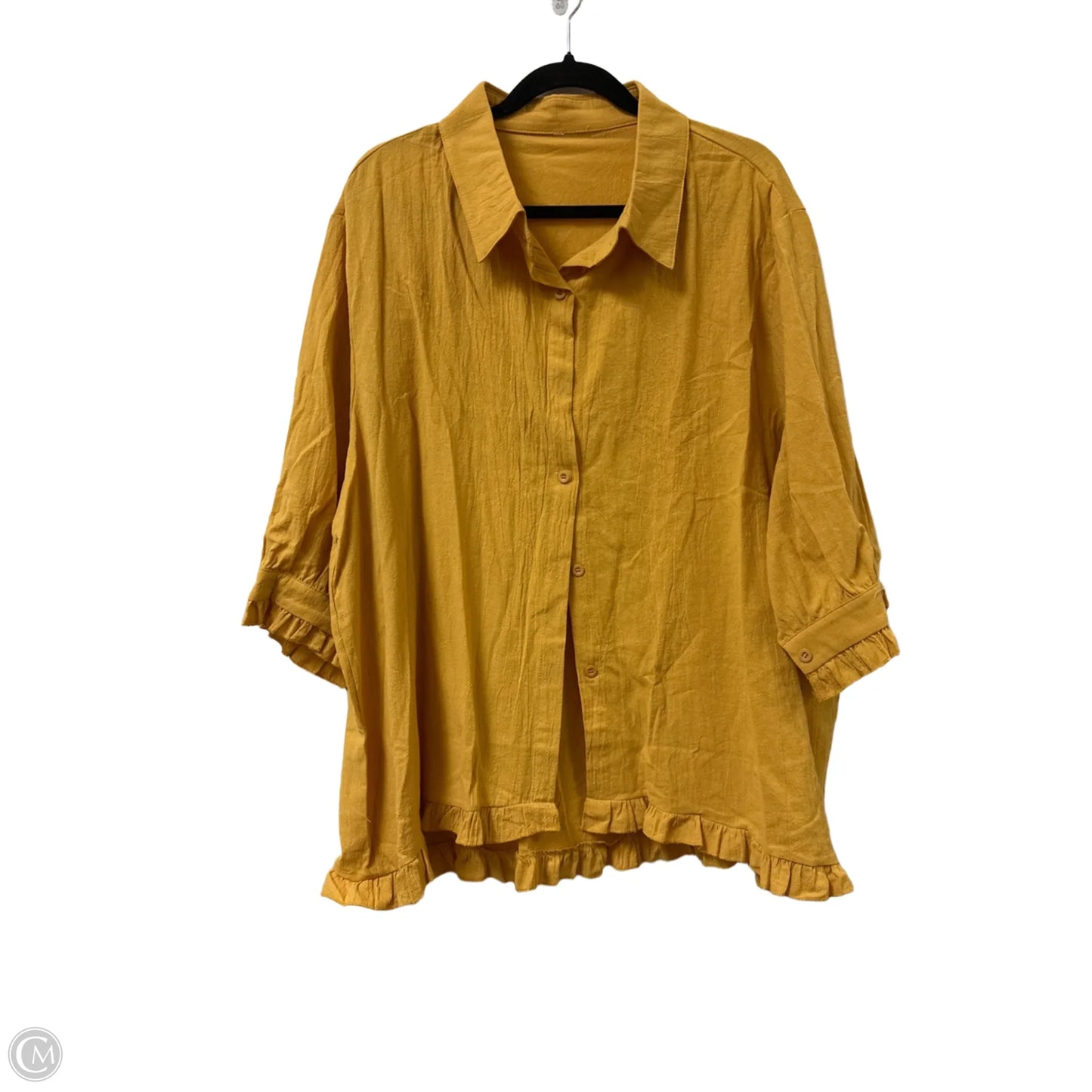 Blouse Short Sleeve By Clothes Mentor In Yellow, Size: 2x
