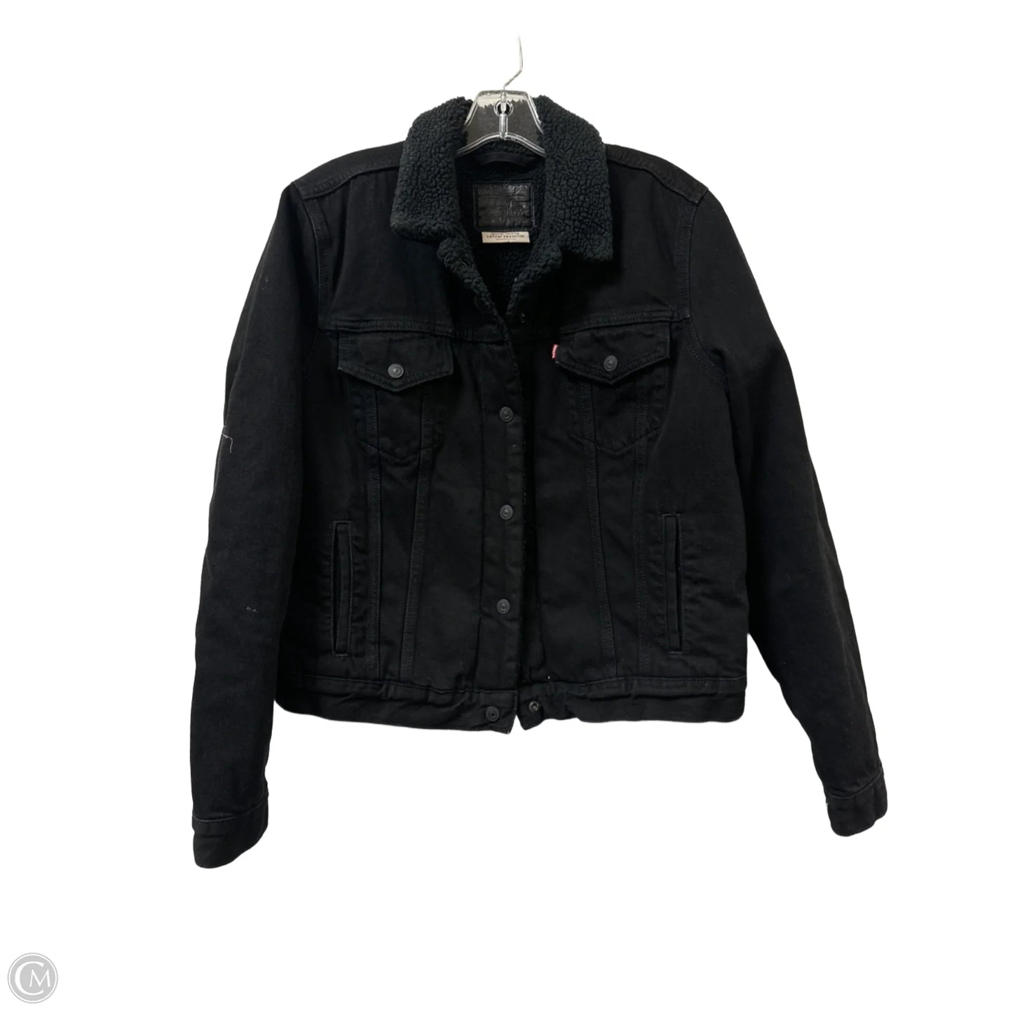 Jacket Denim By Levis In Black Denim, Size: Xl