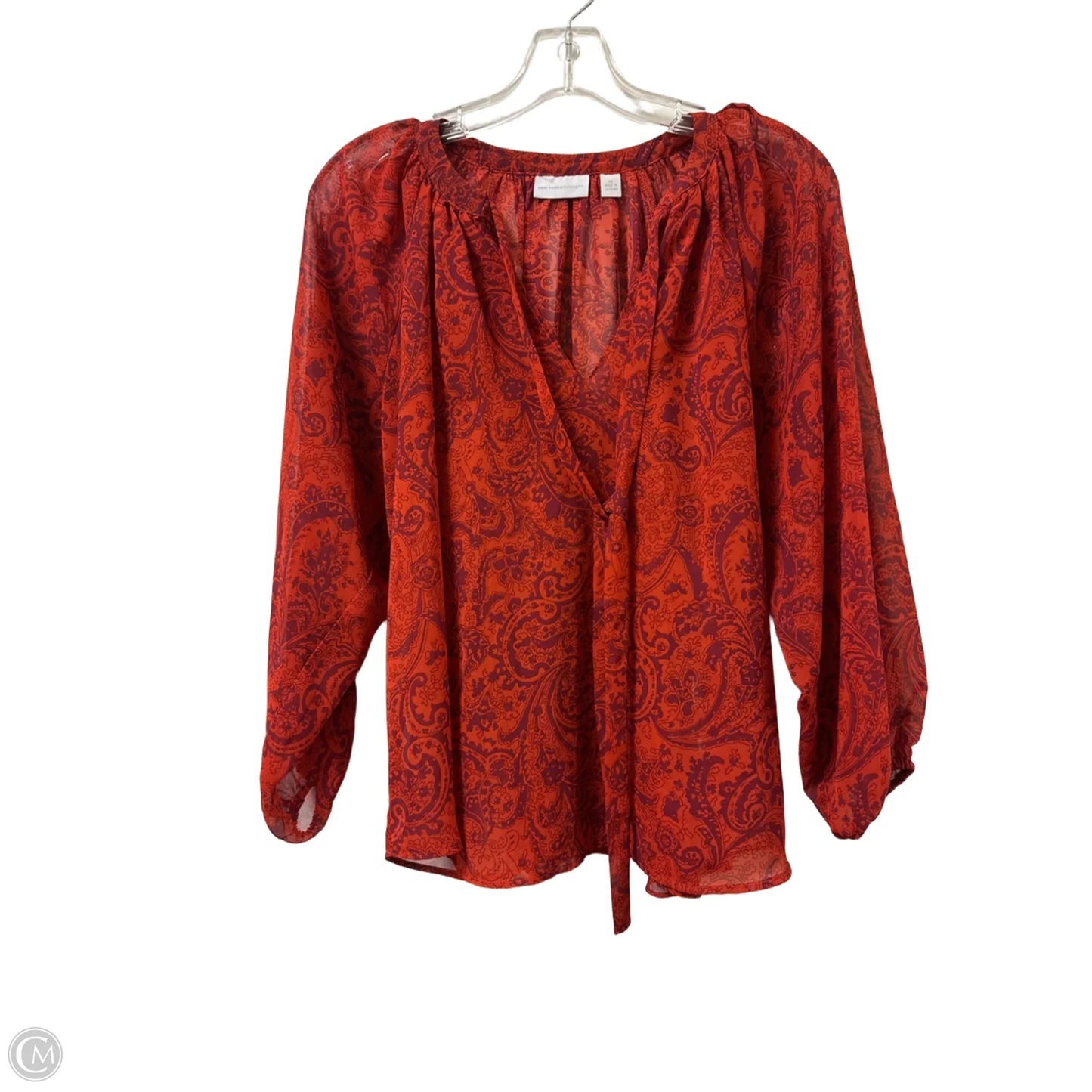 Top Long Sleeve By New York And Co In Orange, Size: Xs
