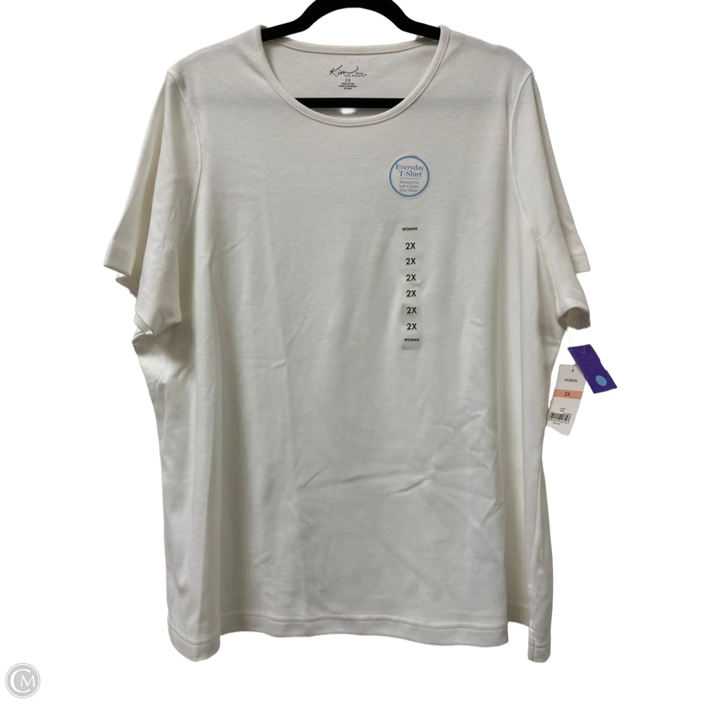 Top Short Sleeve By Kim Rogers In White, Size: 2x