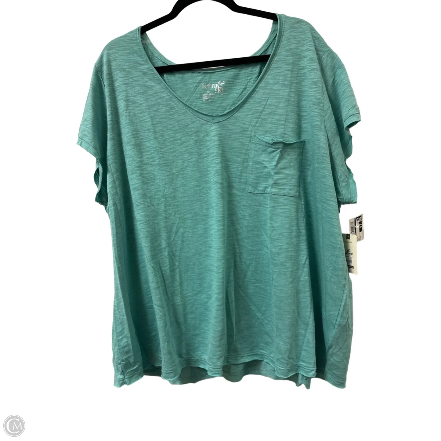 Top Short Sleeve By Terra & Sky In Teal, Size: 3x