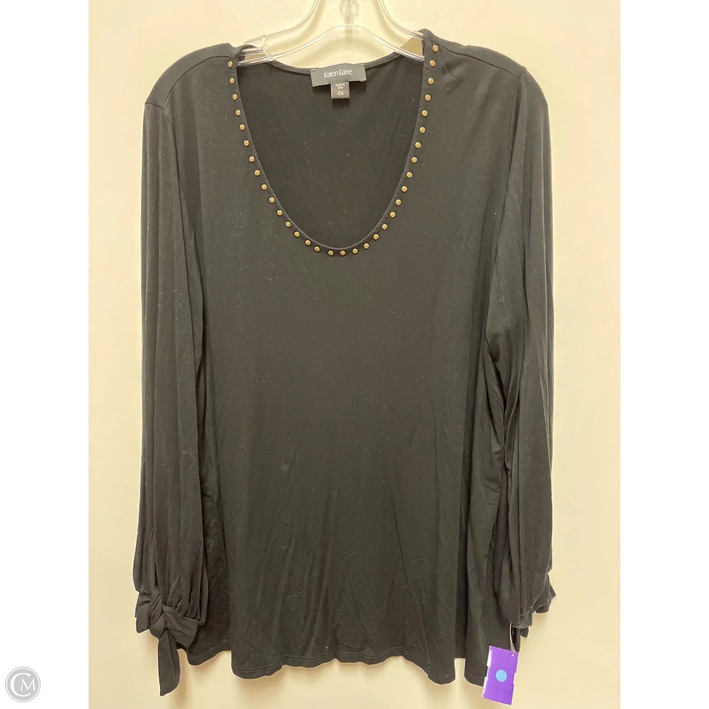 Top Long Sleeve By Karen Kane In Black, Size: 2x