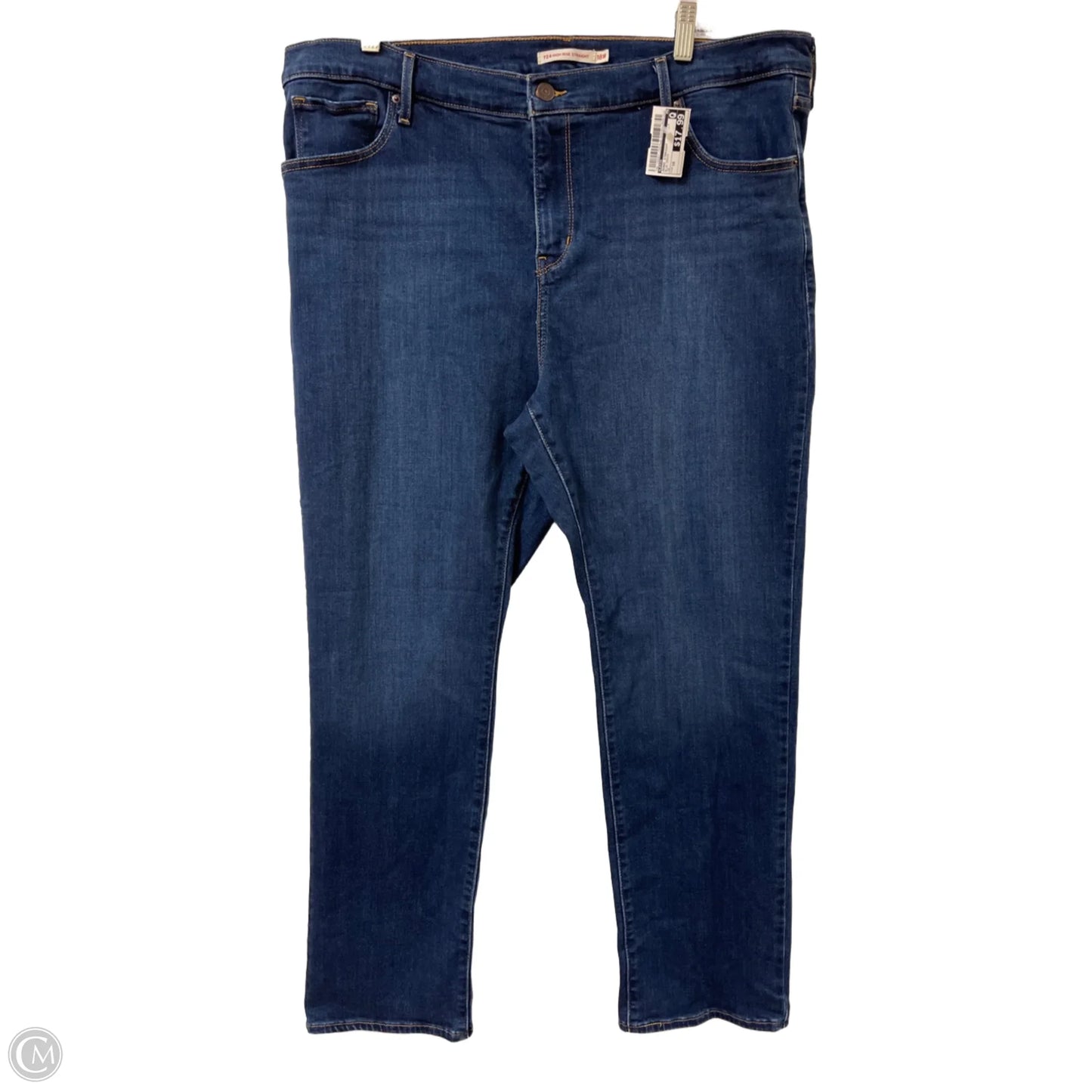 Jeans Straight By Levis In Blue Denim, Size: 18