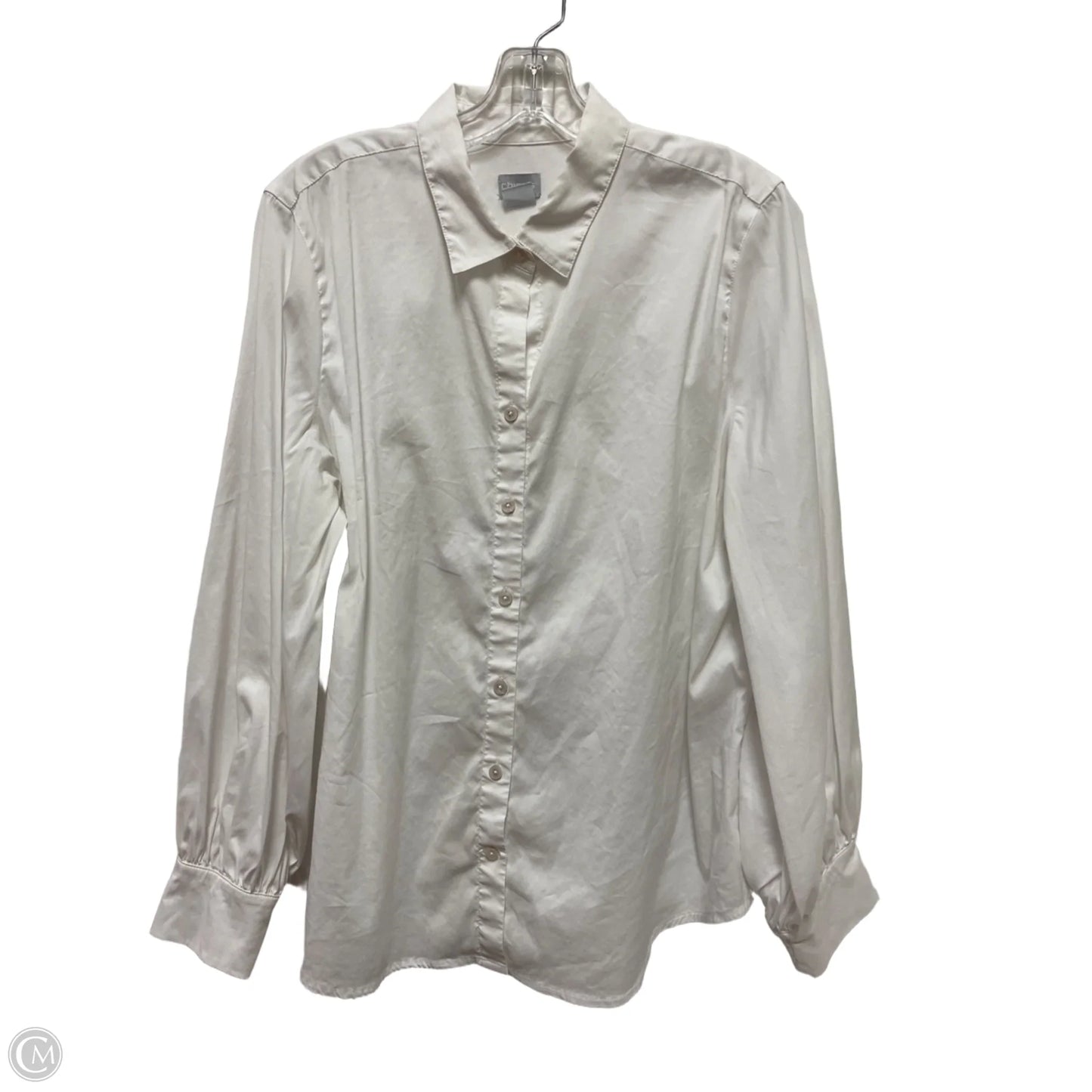 Blouse Long Sleeve By Chicos In White, Size: Xl