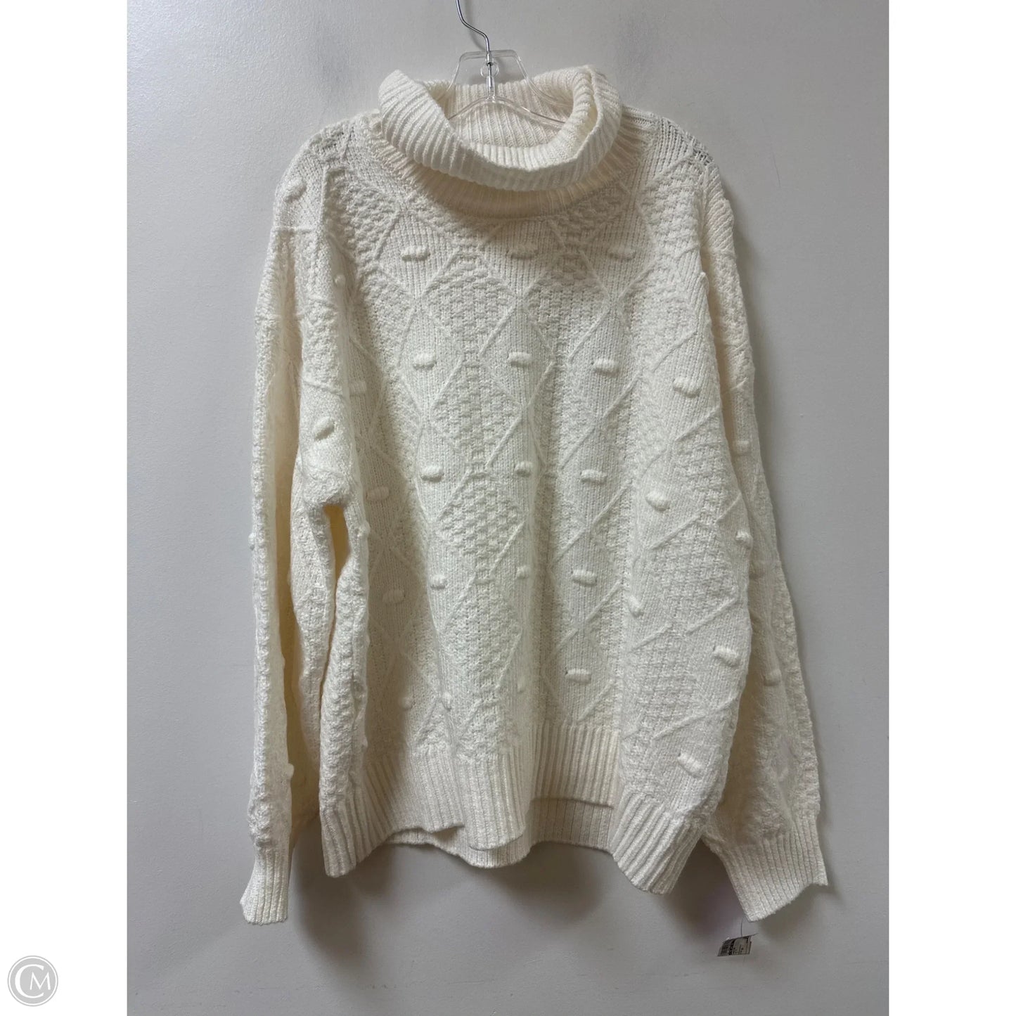 Sweater By Time And Tru In White, Size: 1x